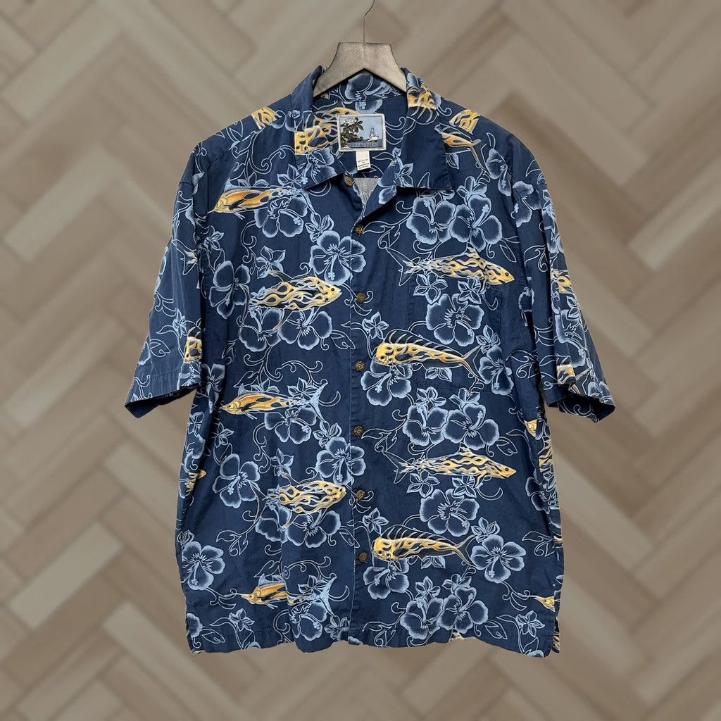 Guy Harvey AFTCO Shirt Mens XL Blue Water Fish Casual Button Up Short Sleeve Shirt Size US XL / EU 56 / 4 - 1 Thumbnail
