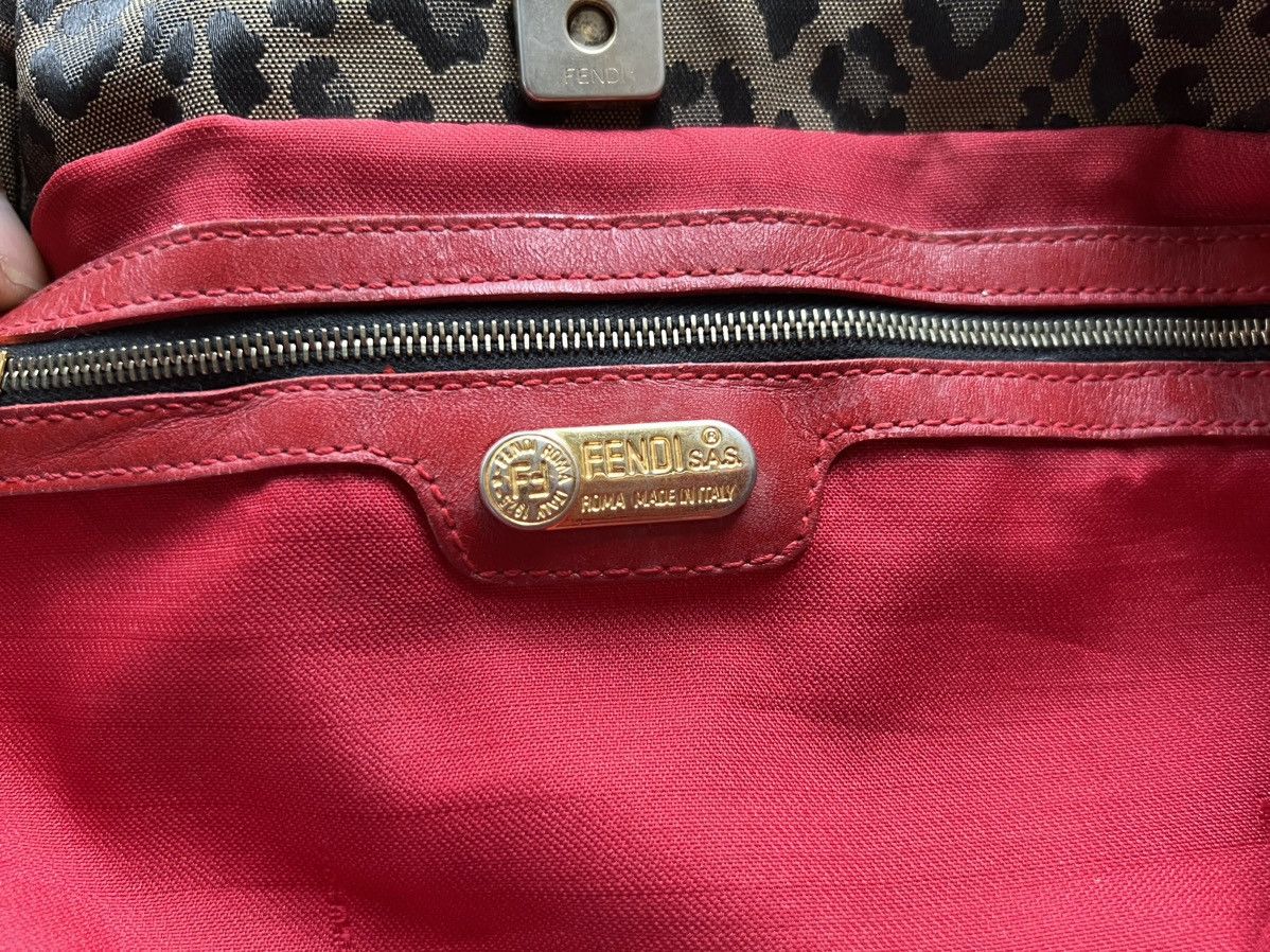 Fendi Vintage FENDI Leopard Hand Bag Nylon Leather Brown Red Size ONE SIZE - 14 Thumbnail