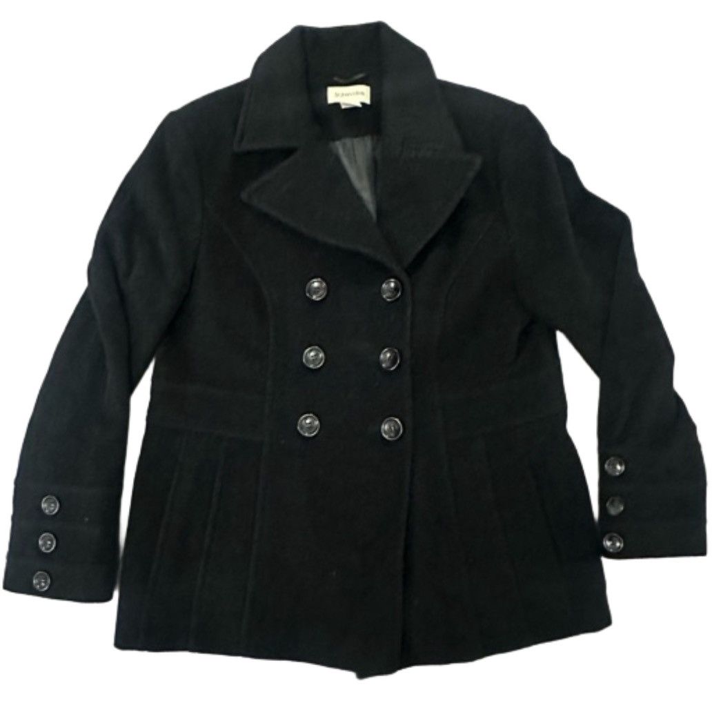 St. Johns Bay × Vintage Classic Black Double Breasted Wool Pea Coat Size L / US 10 / IT 46 - 1 Thumbnail
