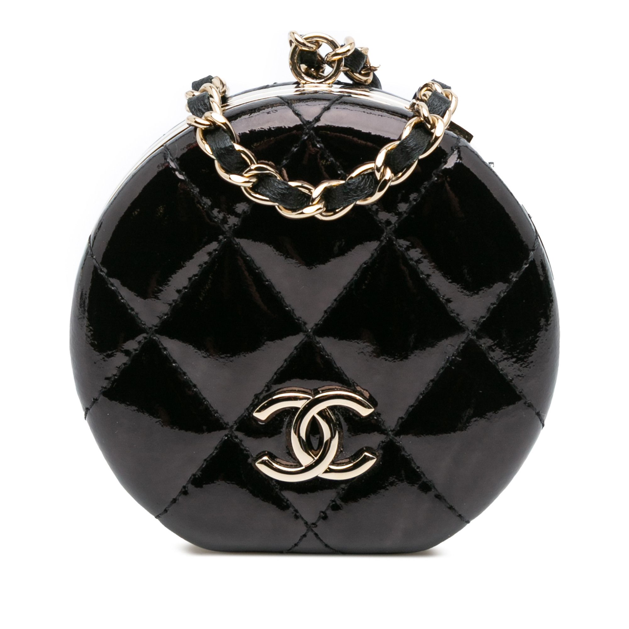 Chanel Chanel Quilted Patent Round Mirror Chain Necklace Size ONE SIZE - 1 Thumbnail