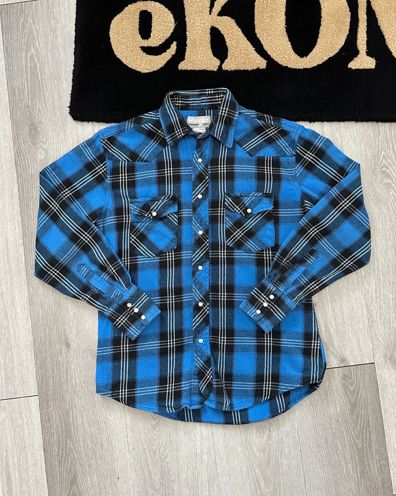 Wrangler Vintage Wrangler Pearl-Snap Blue Plaid Flannel - Size Small Size US S / EU 44-46 / 1 - 1 Thumbnail