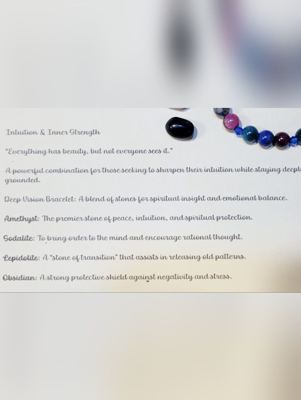 Handmade Gemstone Intent Beaded Bracelet With Tumbled Stones & Card Size ONE SIZE - 4 Thumbnail