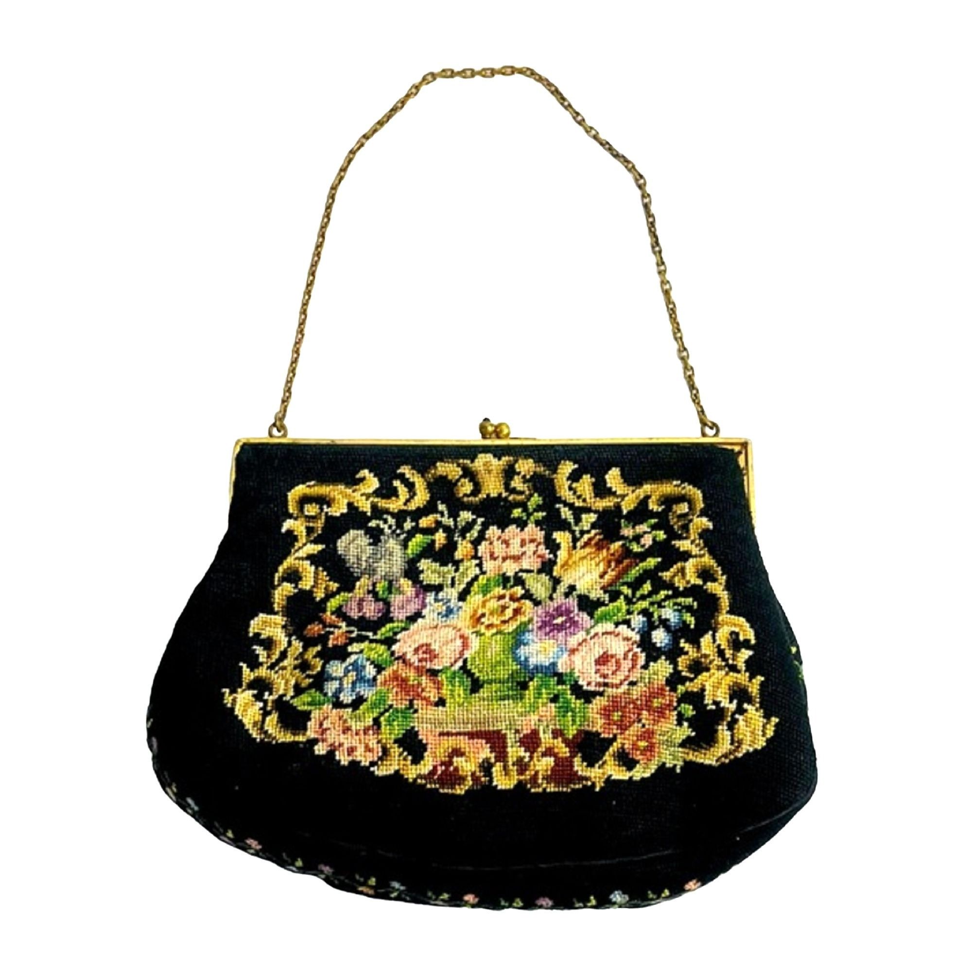 Other Vintage Needlepoint Purse Clutch Handbag Bag Floral Design 7 Size ONE SIZE - 1 Thumbnail
