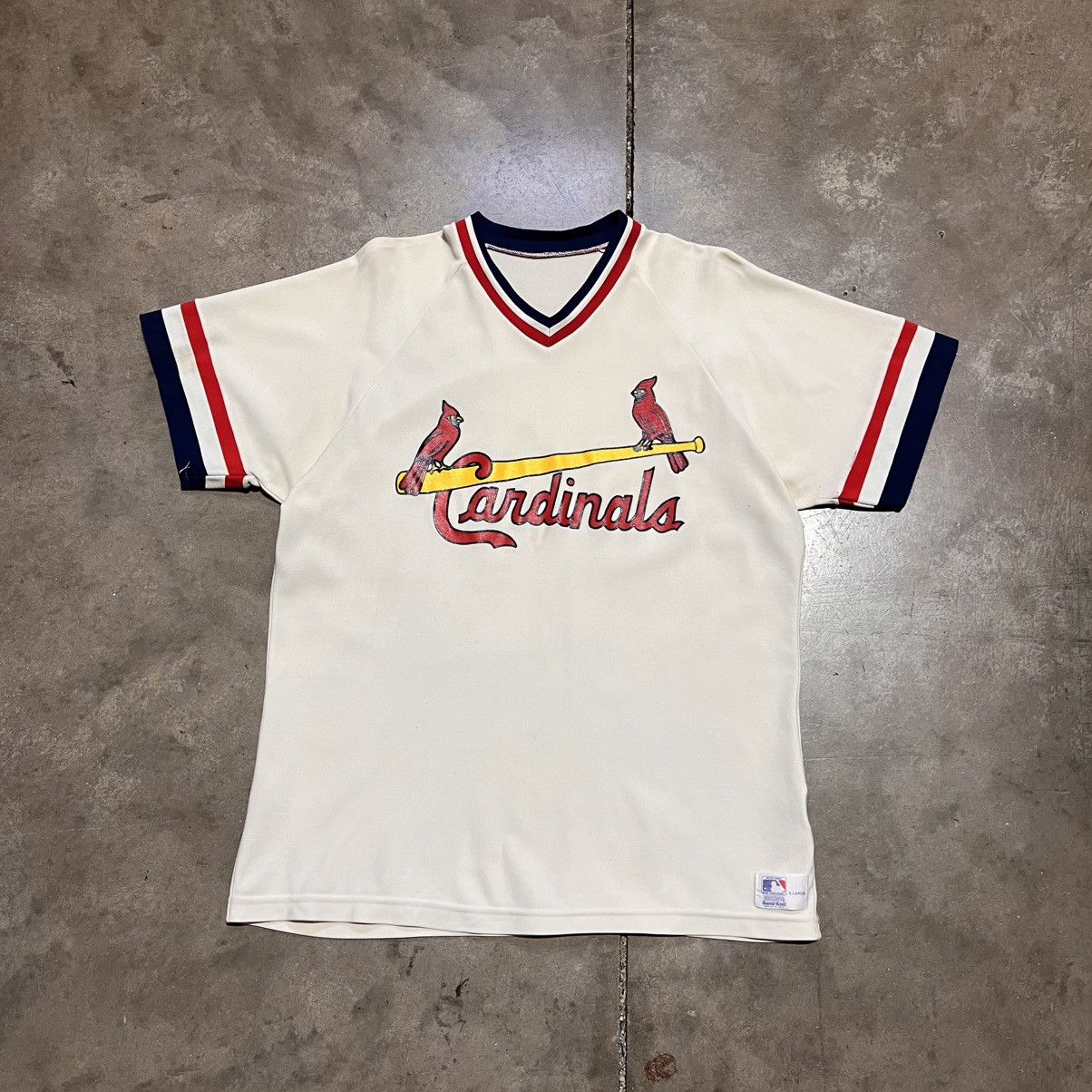 MLB Vintage 80s St Louis Cardinals Sand Knit Jersey Raglan MLB Size US XL / EU 56 / 4 - 1 Thumbnail