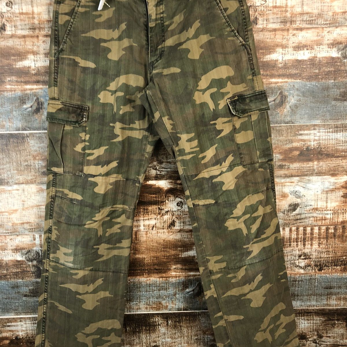 Japanese Brand DLL Ships Green Camo Cargo Multipocket Pants #C760 Size US 28 / EU 44 - 5 Thumbnail