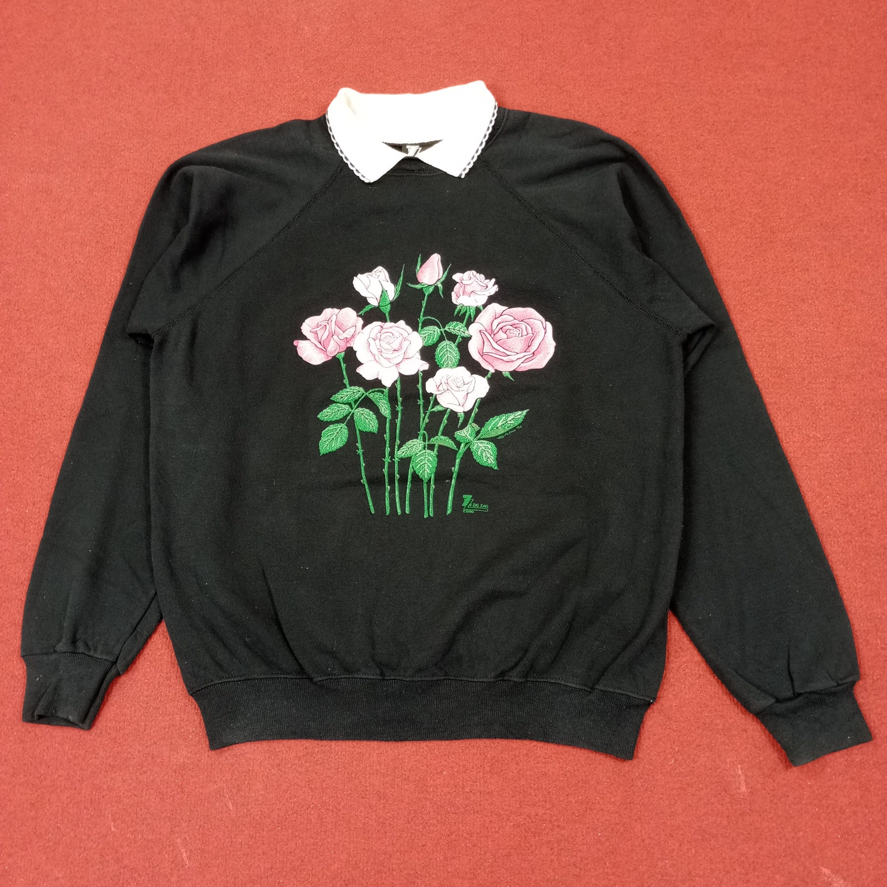 Other Zig Zag Flowers Design Vintage Collar Sweatshirt c233n20 Size US L / EU 52-54 / 3 - 1 Thumbnail