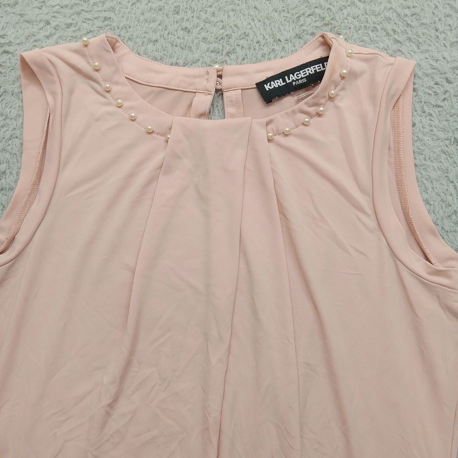 Karl Lagerfeld Karl Lagerfeld Paris Blouse S Womens Sleeveless Pearls Peach Size S / US 4 / IT 40 - 2 Thumbnail