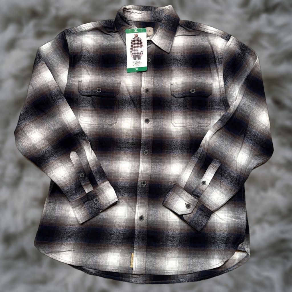 Vintage NWT JACHS Flannel Shirt Mens XL Navy Brown Long Sleeve Cotton Gorpcore Button-Up Casual Plaid 3 Pocket Size US XL / EU 56 / 4 - 1 Thumbnail