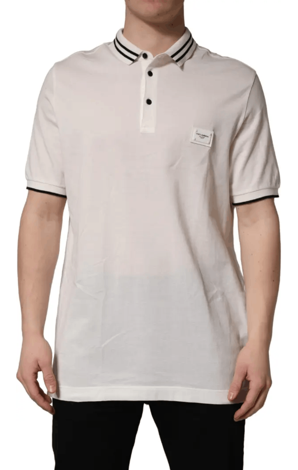 Dolce & Gabbana Dolce & Gabbana White Logo Plaque Short Sleeve Polo T-shirt Size US XXL / EU 58 / 5 - 1 Thumbnail