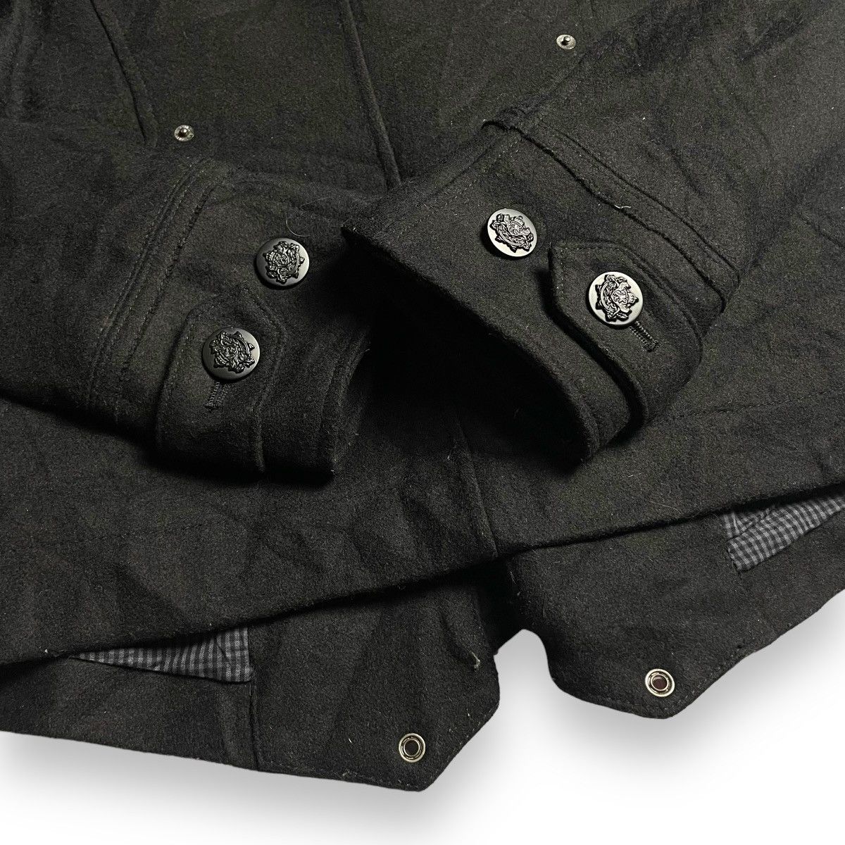 If Six Was Nine × Le Grande Bleu (L.G.B.) × PPFM 🇯🇵 VINTAGE PPFM WOOL PEA COAT PUNK GOTHIC JACKET Size US L / EU 52-54 / 3 - 10 Thumbnail