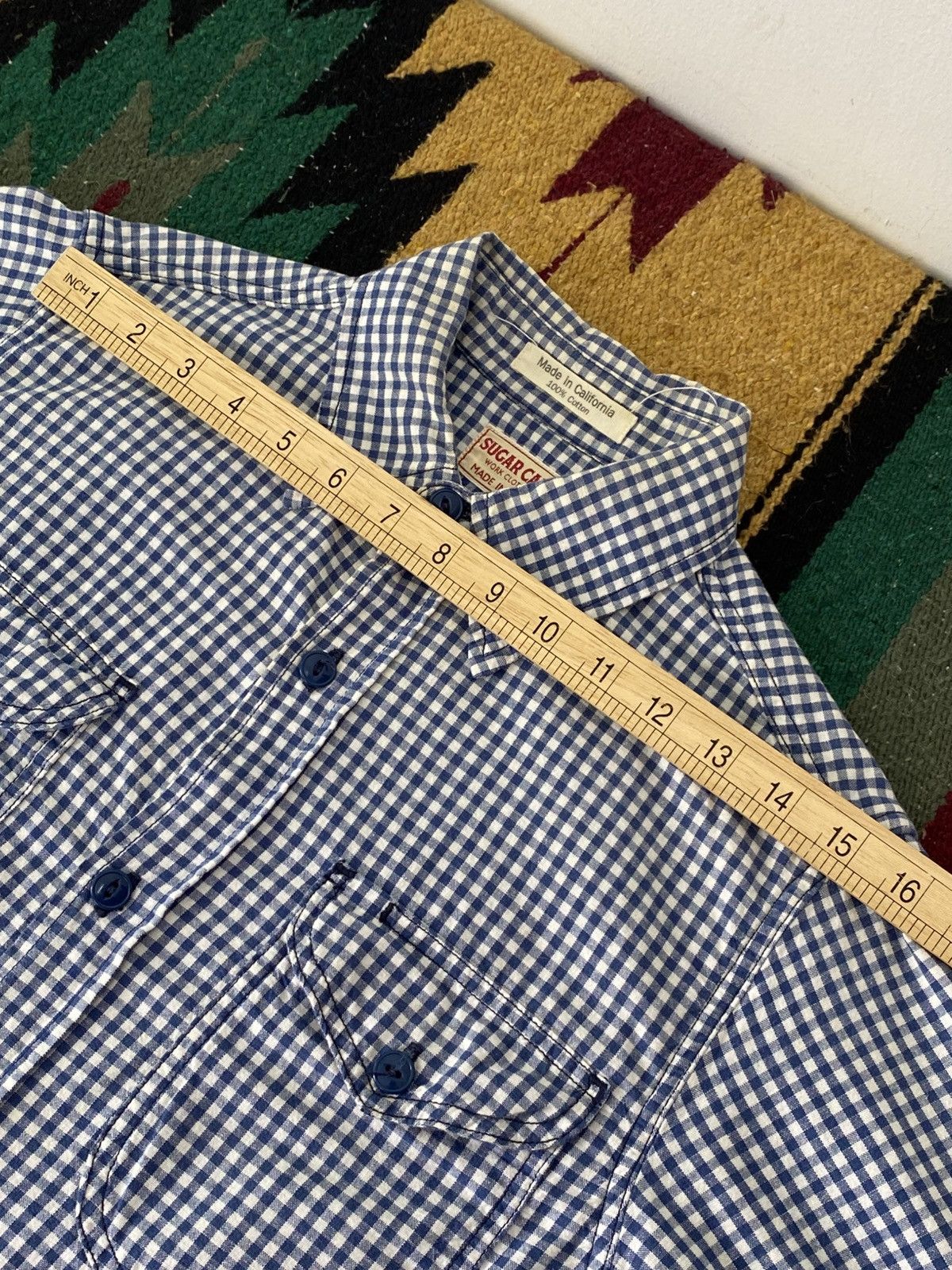 Sugar Cane Sugarcane Co by Toyo Enterprise Gingham Blue Button Up Shirt Size US M / EU 48-50 / 2 - 4 Thumbnail