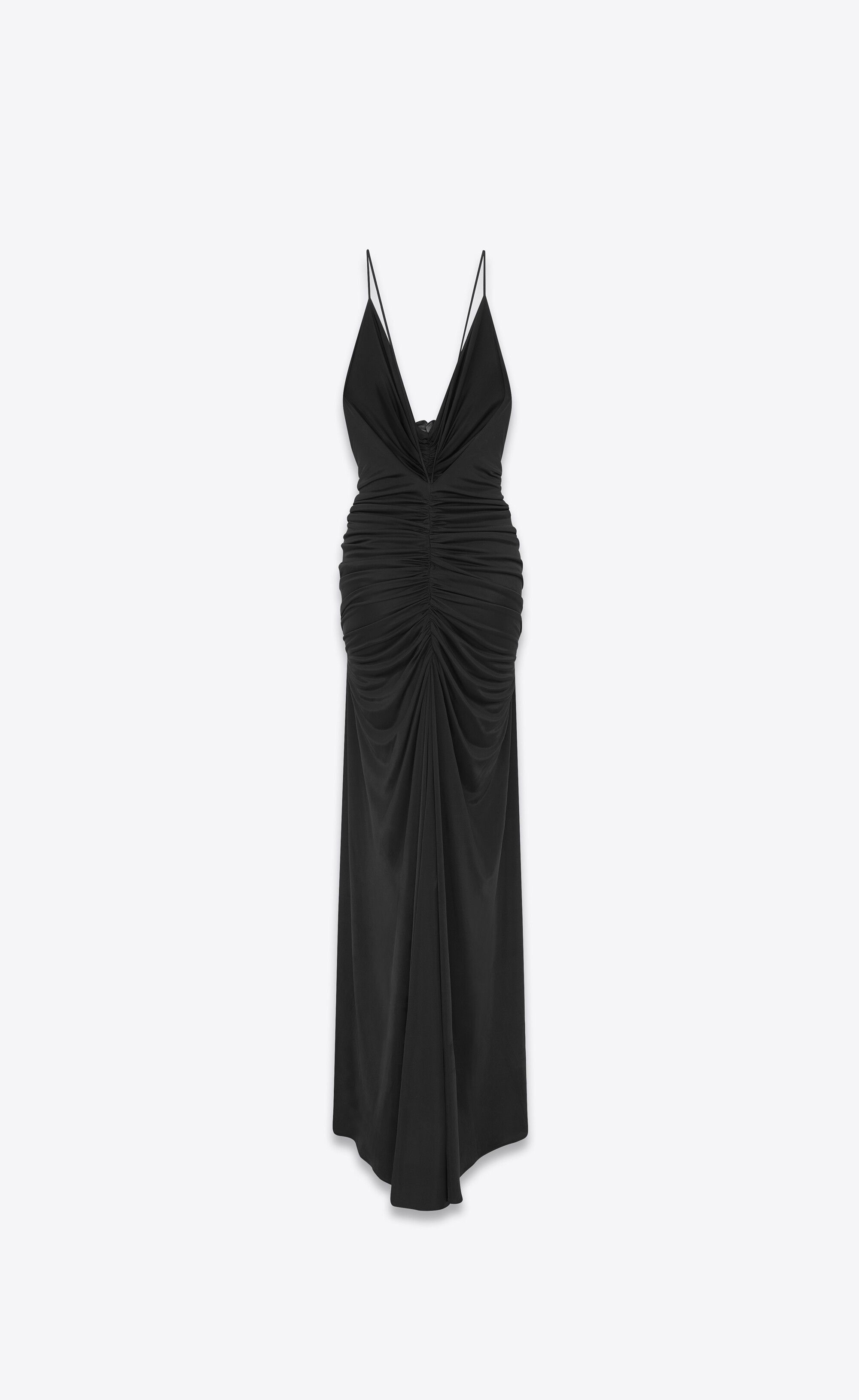 Saint Laurent Paris o1s1wg111124 Long Sleeveless Dress in Shiny Jersey in Black Size XL / US 12-14 / IT 48-50 - 3 Thumbnail