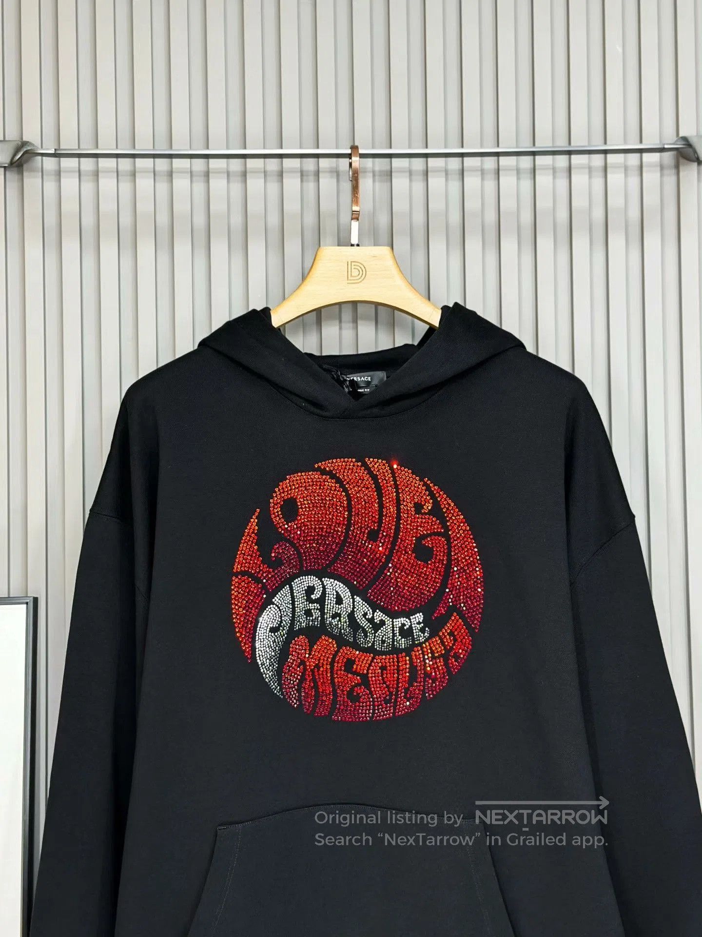 Versace versace black hoodie with rhinestone design. Size US L / EU 52-54 / 3 - 3 Thumbnail