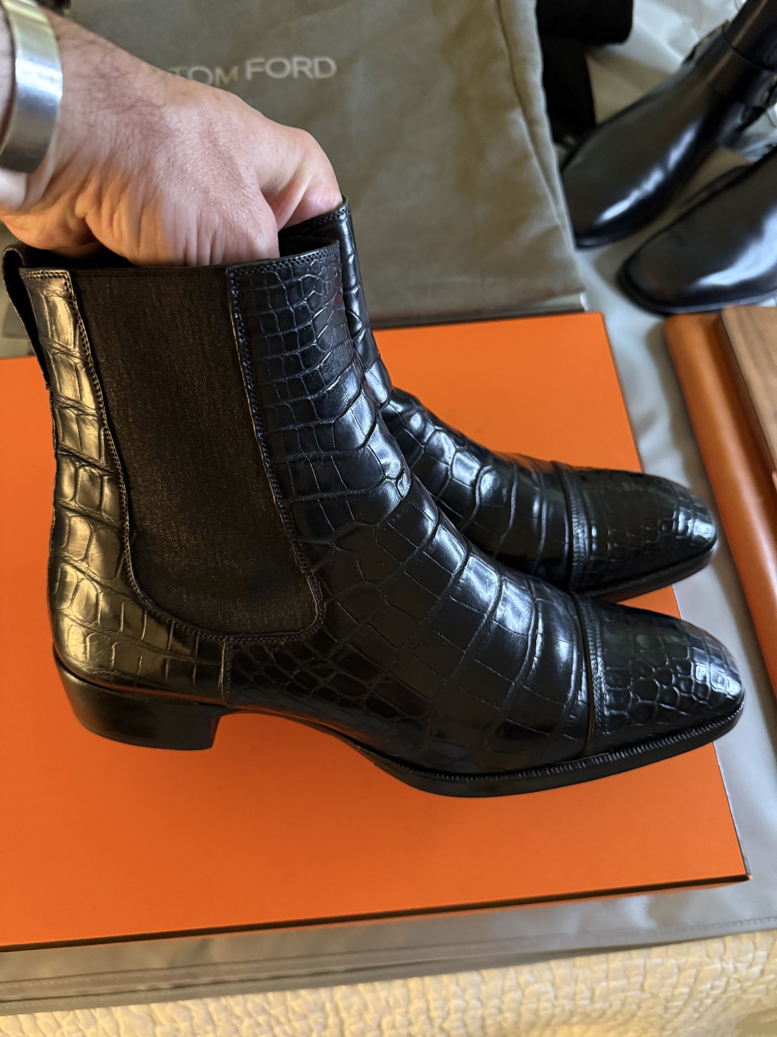 Tom Ford The A-List Ultra-Rare $17,800 w/tax Alligator Chelsea Boots Size US 8.5 / EU 41-42 - 17 Thumbnail