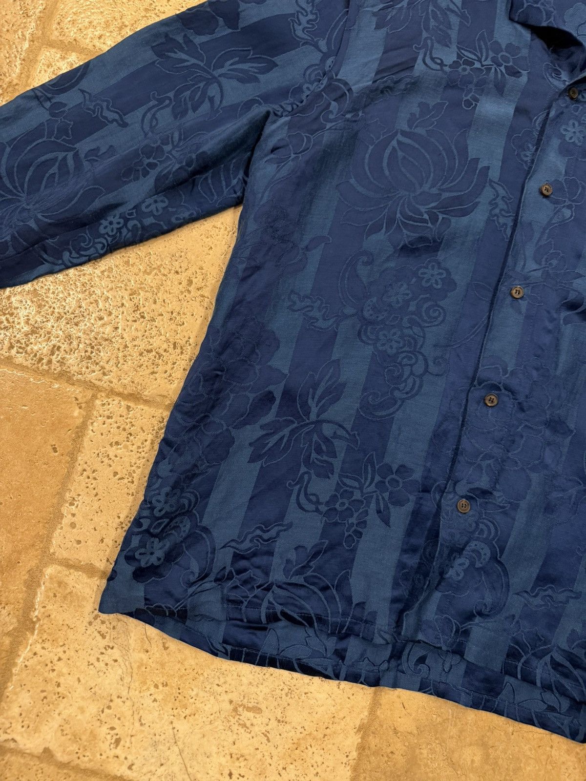Haider Ackermann Haider Ackermann Floral Brocade Viscoe Blend Blue Shirt Size US S / EU 44-46 / 1 - 8 Thumbnail