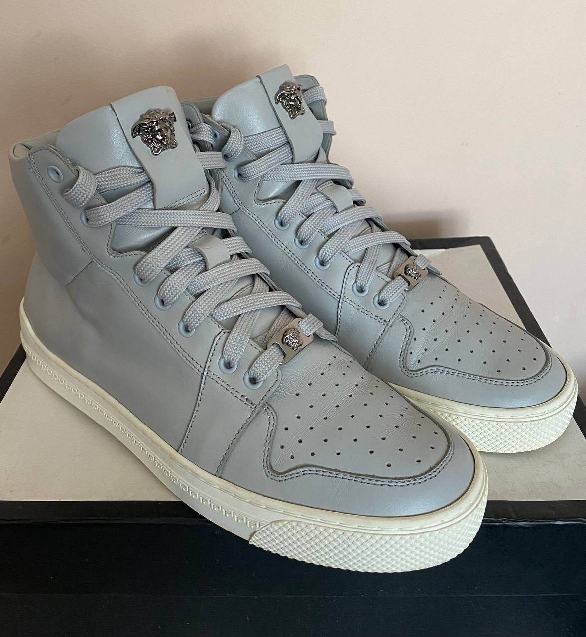 Versace Versace Men’s Gray Leather High Top Sneakers Size US 8 / EU 41 - 1 Thumbnail