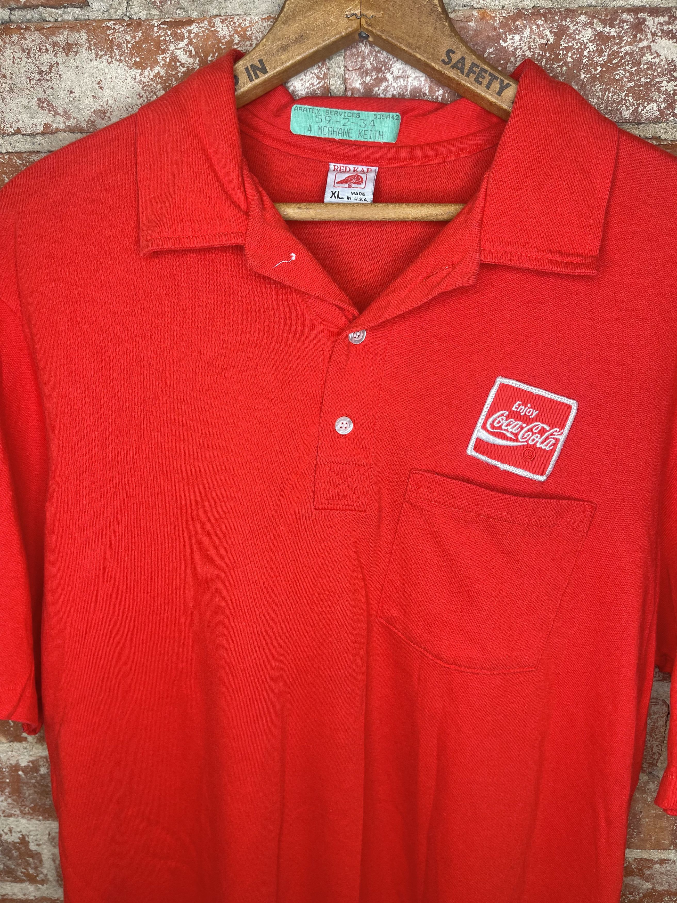 Coca Cola × Vintage Coca-Cola Vintage 80's Retro Polo Single Stitch Shirt Size US XL / EU 56 / 4 - 9 Thumbnail