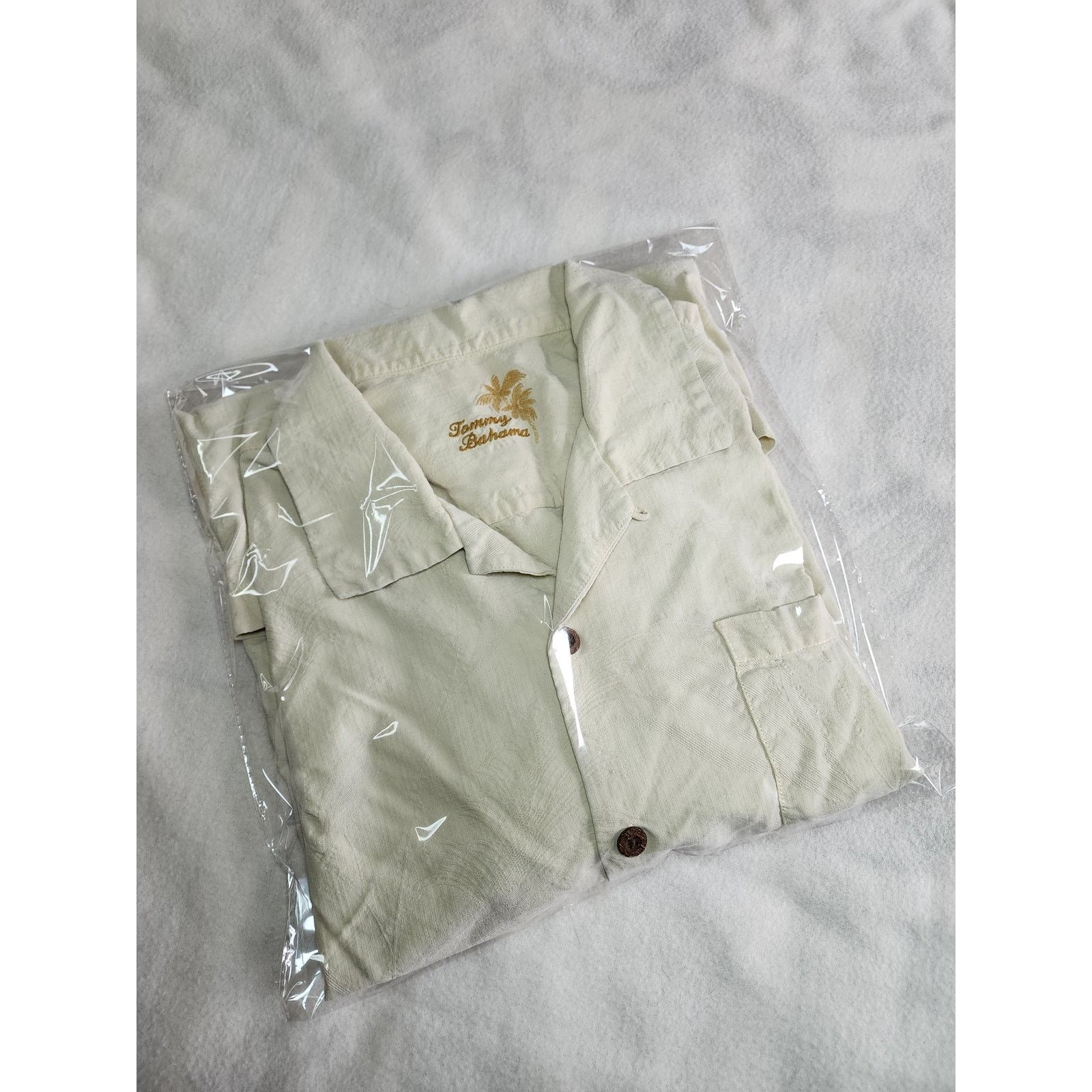 Tommy Bahama Tommy Bahama 100% Silk Textured Cream Size XXL Palm Leaf Size US XXL / EU 58 / 5 - 7 Thumbnail