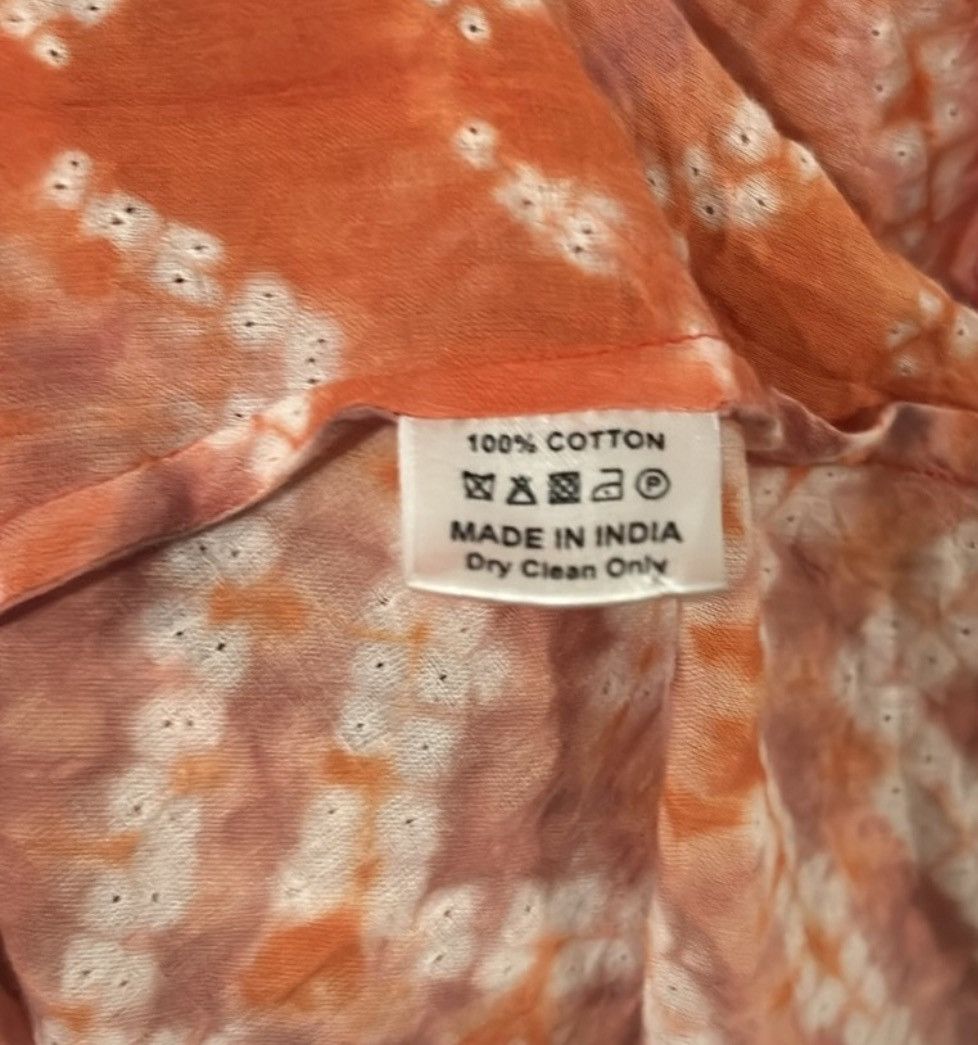 Ulla Johnson ULLA JOHNSON Vintage Orange Tie-Dye Knee Length Wrap Dress Size M / US 6-8 / IT 42-44 - 8 Thumbnail