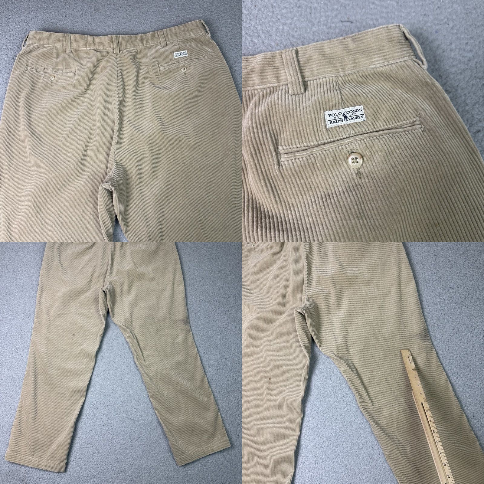 Polo Ralph Lauren VINTAGE Polo Ralph Lauren Corduroy Pants Beig﻿e 40x32 Regular Wide Leg Mens Polo Ralph Lauren Pants Size US L / EU 52-54 / 3 - 8 Thumbnail