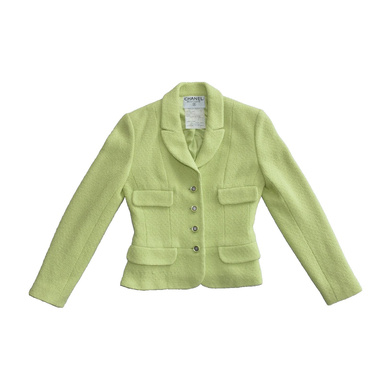 Chanel CHANEL BOUTIQUE 95C Green Tweed Mirror Buttons Jacket Sz 38 Size XS / US 0-2 / IT 36-38 - 4 Thumbnail