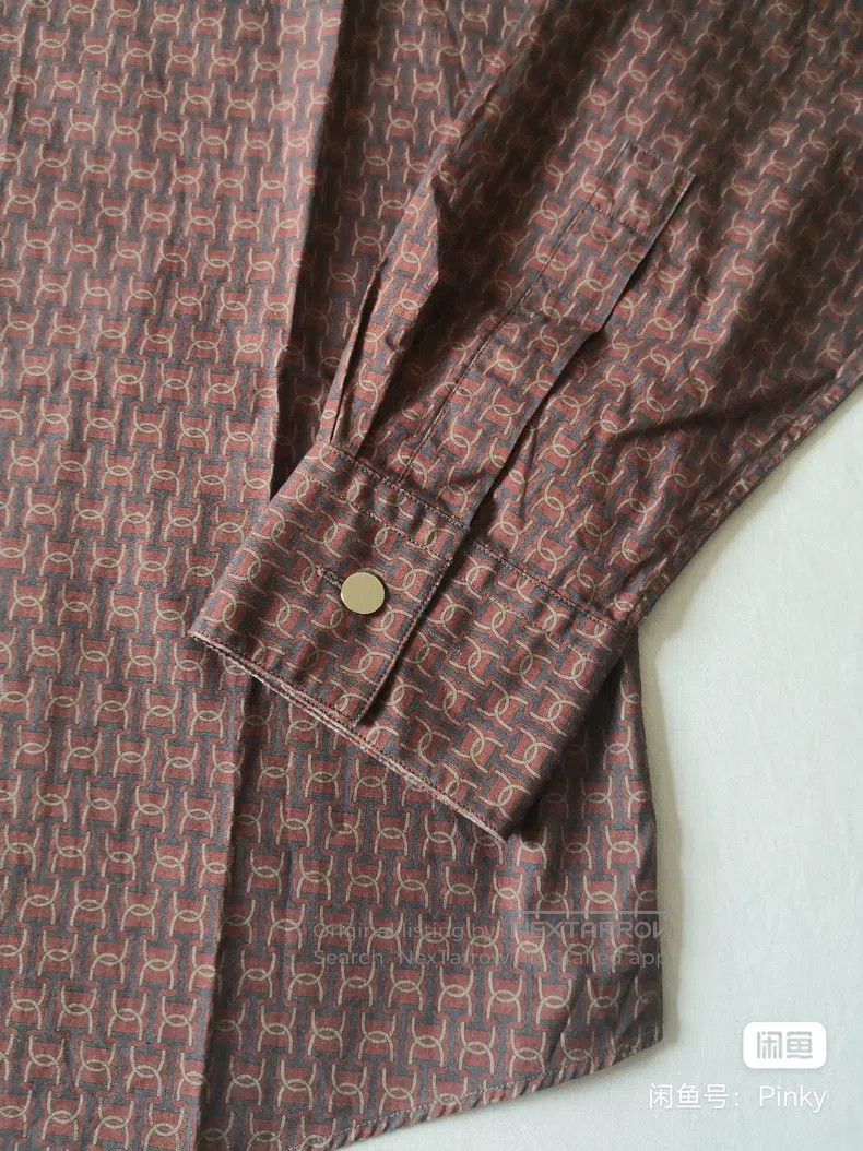 Hermes Hermes size 41 Men's shirt, burgundy, 100% pure cotton Size US S / EU 44-46 / 1 - 8 Thumbnail