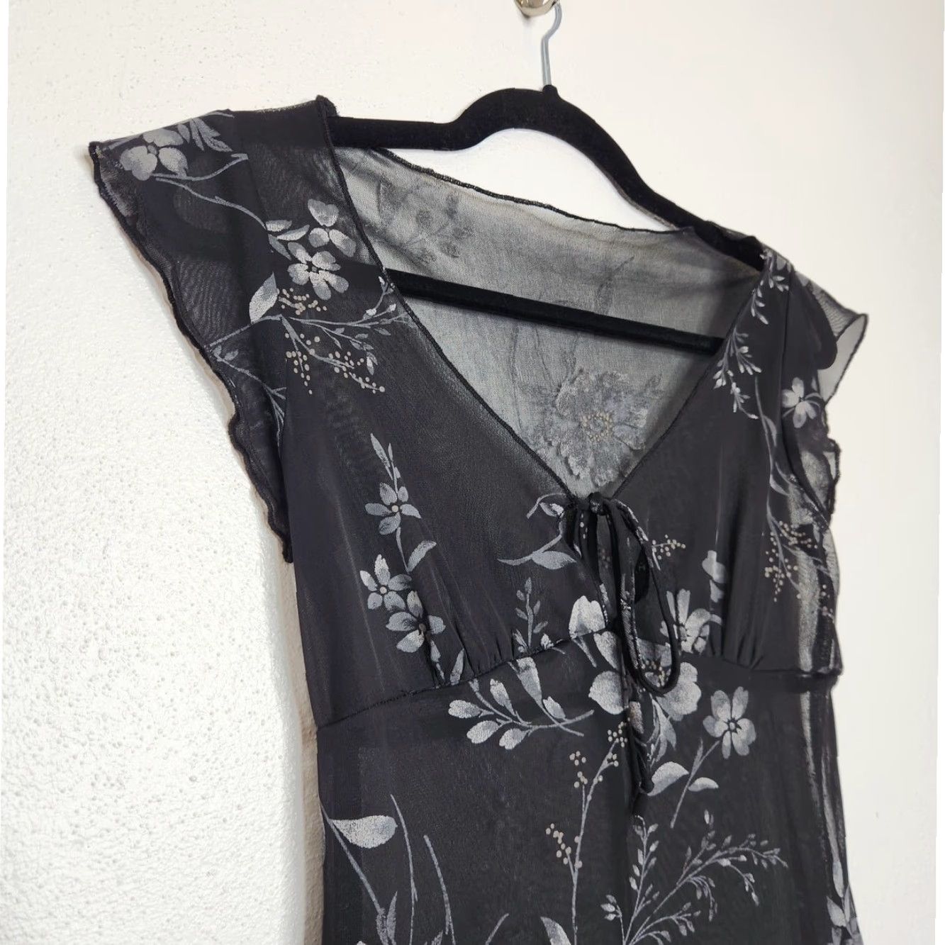 Vintage VINTAGE Dress Midi Women S Black Floral Gothic Emo Punk Milkmaid Whimsy Fairy y2k Floral Sheer Vintage Size S / US 4 / IT 40 - 3 Thumbnail