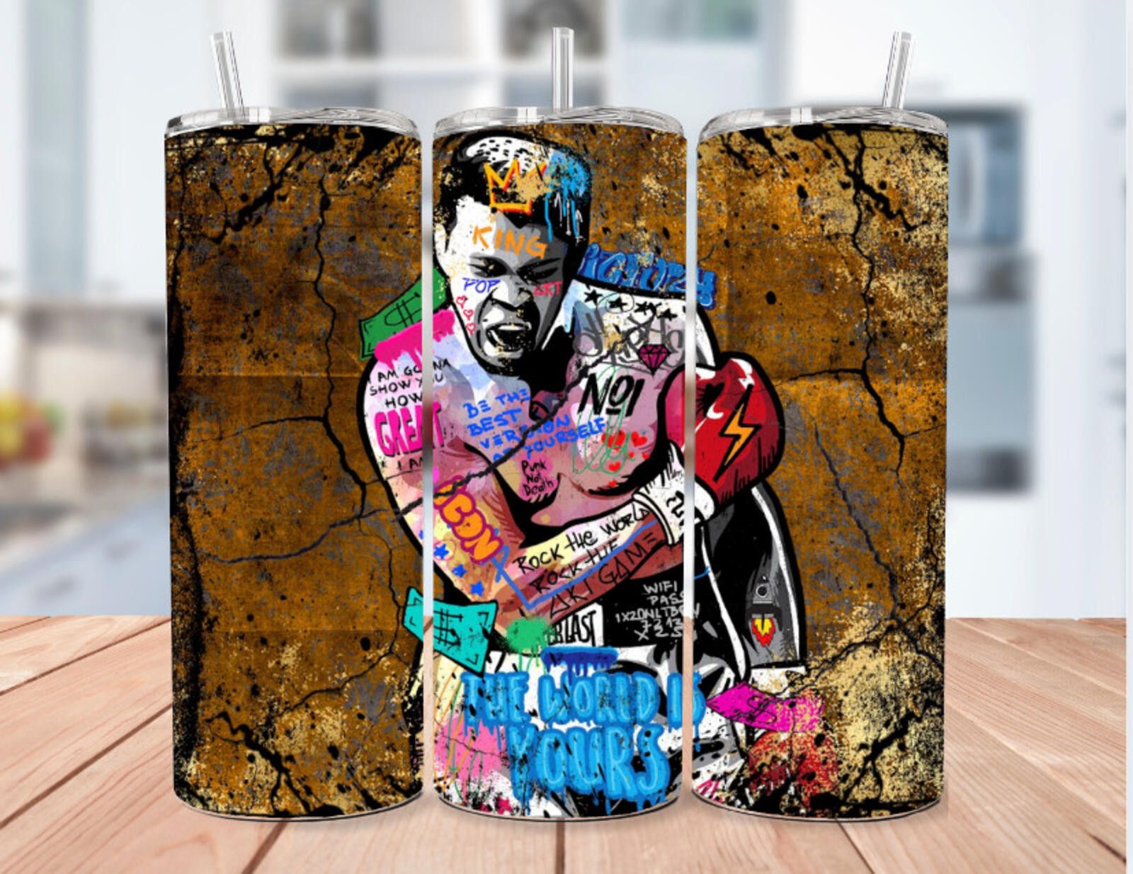 The Unbranded Brand Muhammad Ali Artist Rendering Stainless Steel Tumbler 20 Oz Size ONE SIZE - 1 Thumbnail