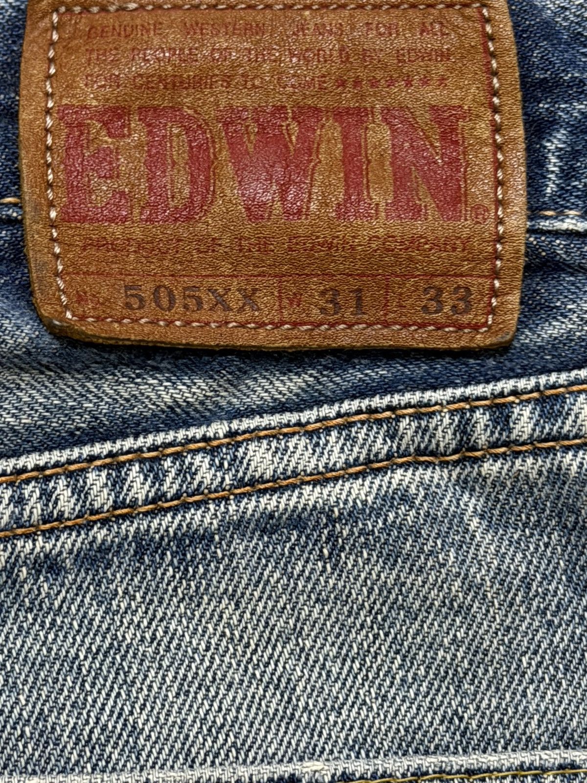 Vintage 90s Edwin 505xx Selvedge Blue Faded Wash Distressed