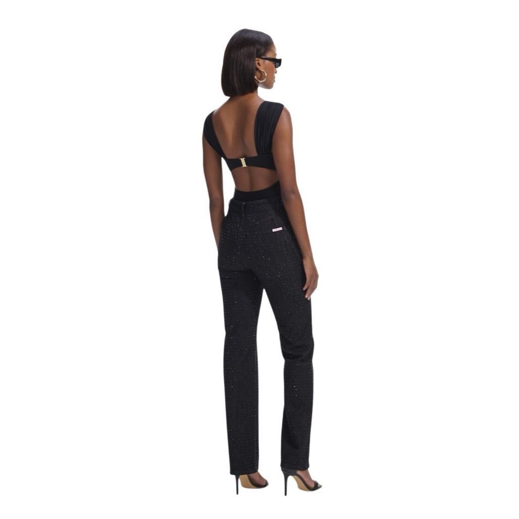 Self-Portrait Self-Portrait Black Rhinestone Embellished Straight Denim Jeans Size 26 Size 26" / US 2 / IT 38 - 4 Thumbnail