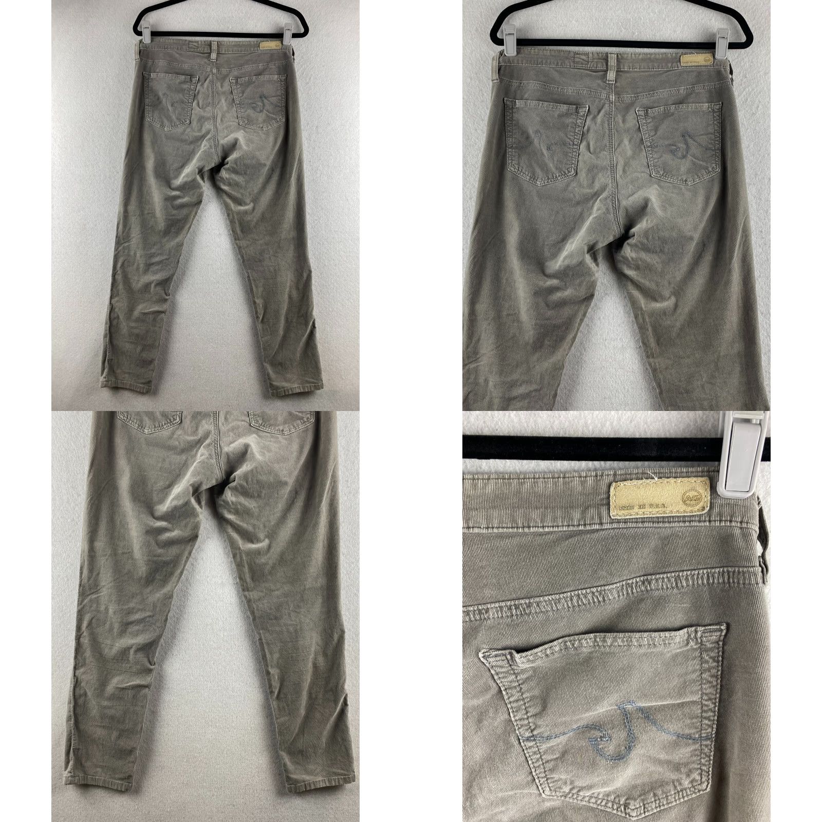 Vintage AG Adriano Goldschmeid Pants Womens 31 Gray Corduroy The Legging Super Skinny Size 24" / US 00 / IT 34 - 10 Thumbnail