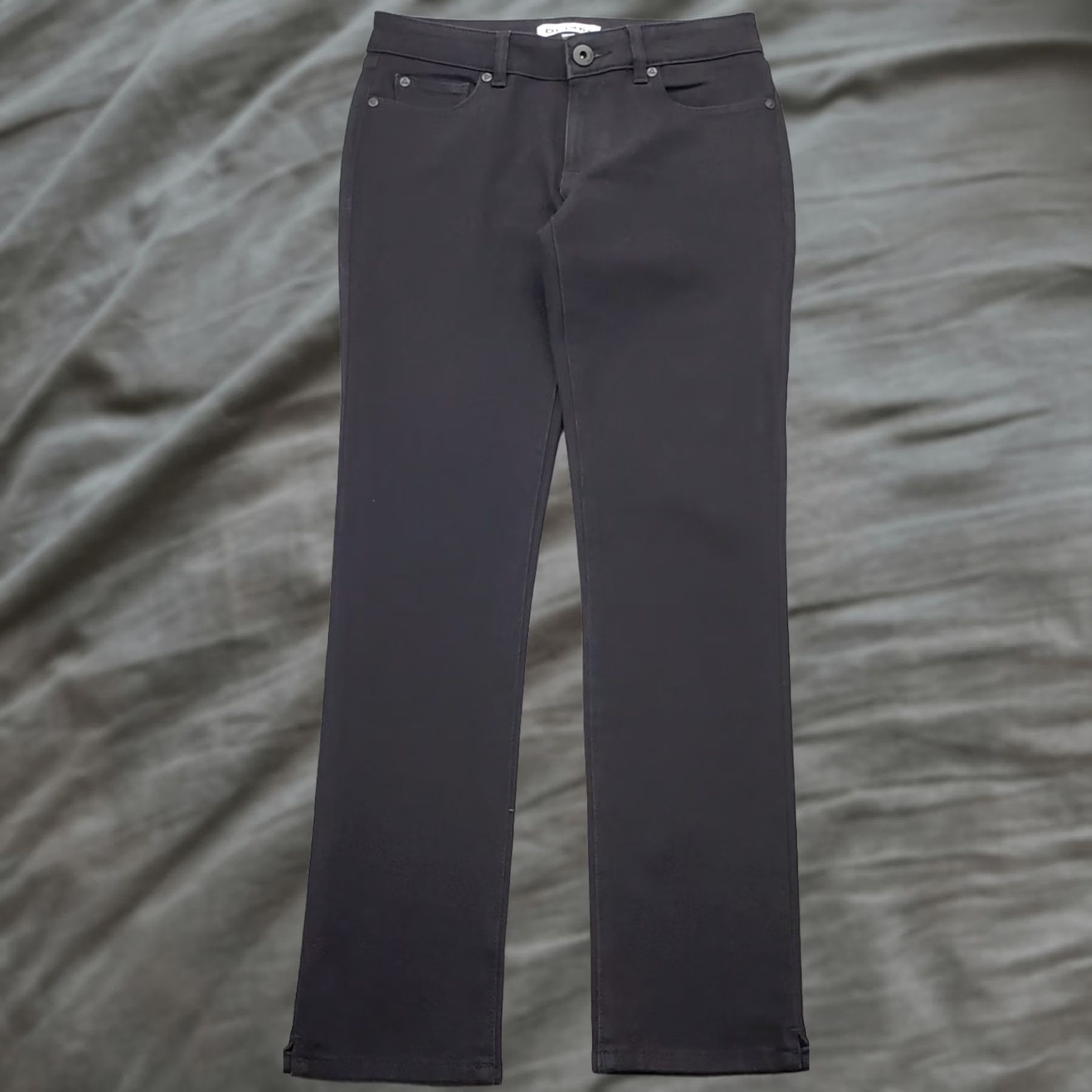 DL1961 DL1961 Angel Straight Jeans Womens 27 Black Denim Dark Wash Cigarette Ankle Slit 5-Pocket Design Regular Fit Size 27" / US 4 / IT 40 - 1 Thumbnail