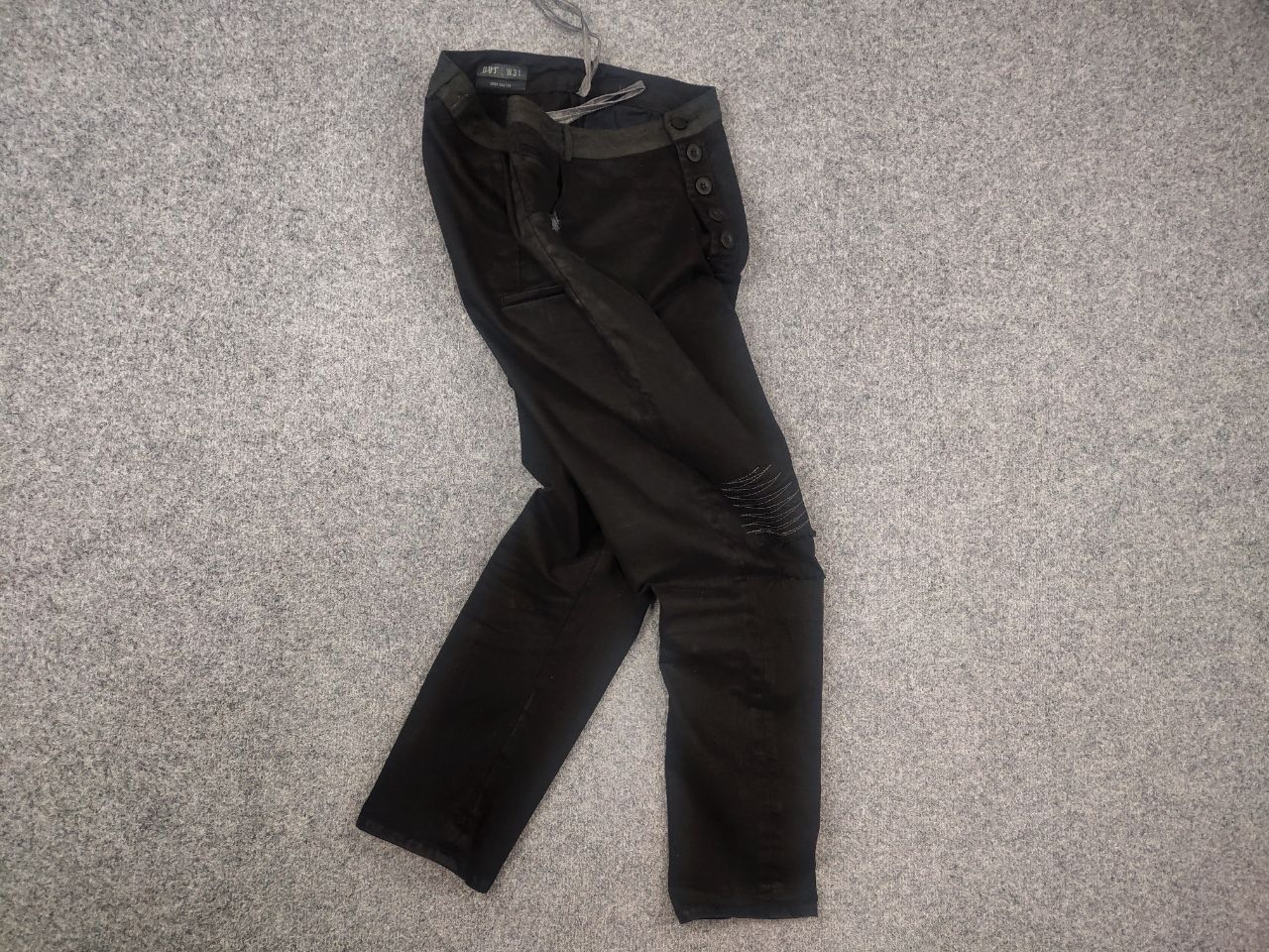 Japanese Brand Umit Unal Couture Black jeans decorative Drop Crotch Pants Size US 31 - 11 Thumbnail