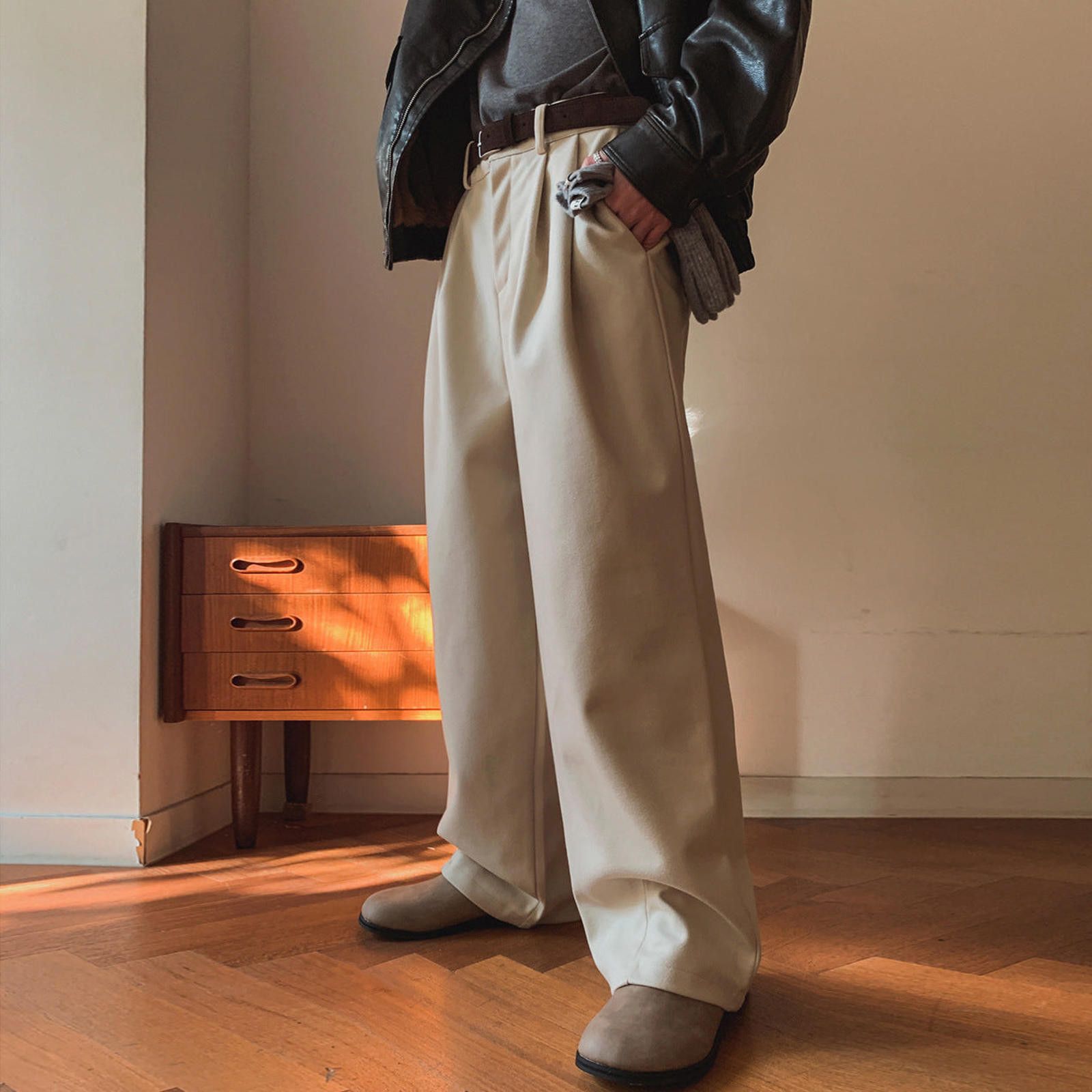 Other Brown Wide Leg Pants, Men's Relaxed Fit Trousers Size US 30 / EU 46 - 5 Thumbnail