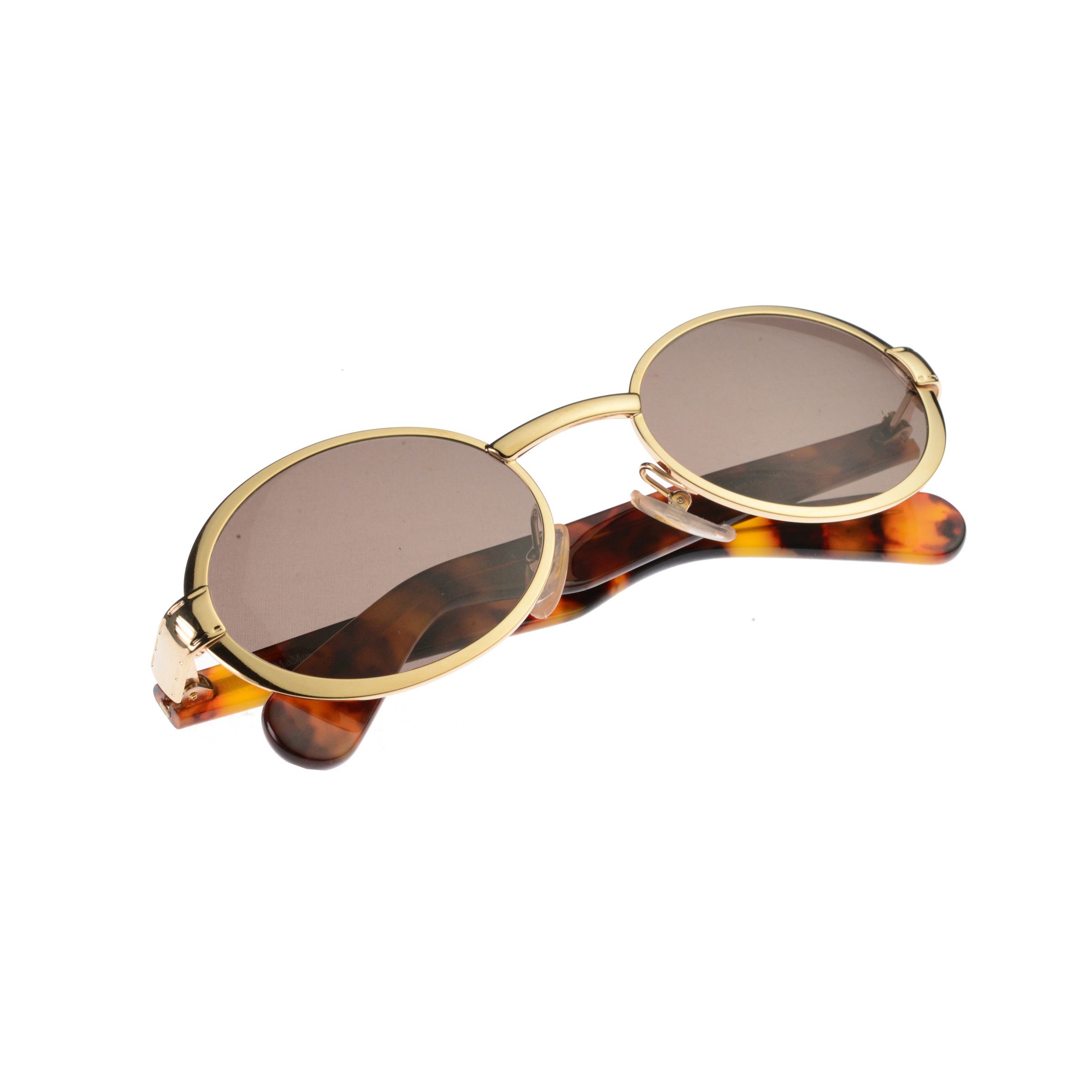 Max Mara Max Mara '90s Havana Gold Oval Sunglasses Size ONE SIZE - 4 Thumbnail