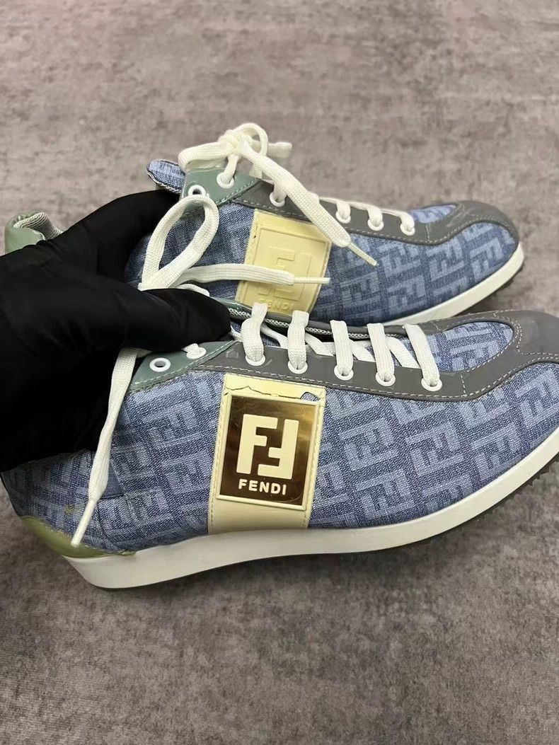 Fendi Fendi Denim and Leather Sport Sneakers Size 37 Size US 6.5 / EU 39-40 - 3 Thumbnail