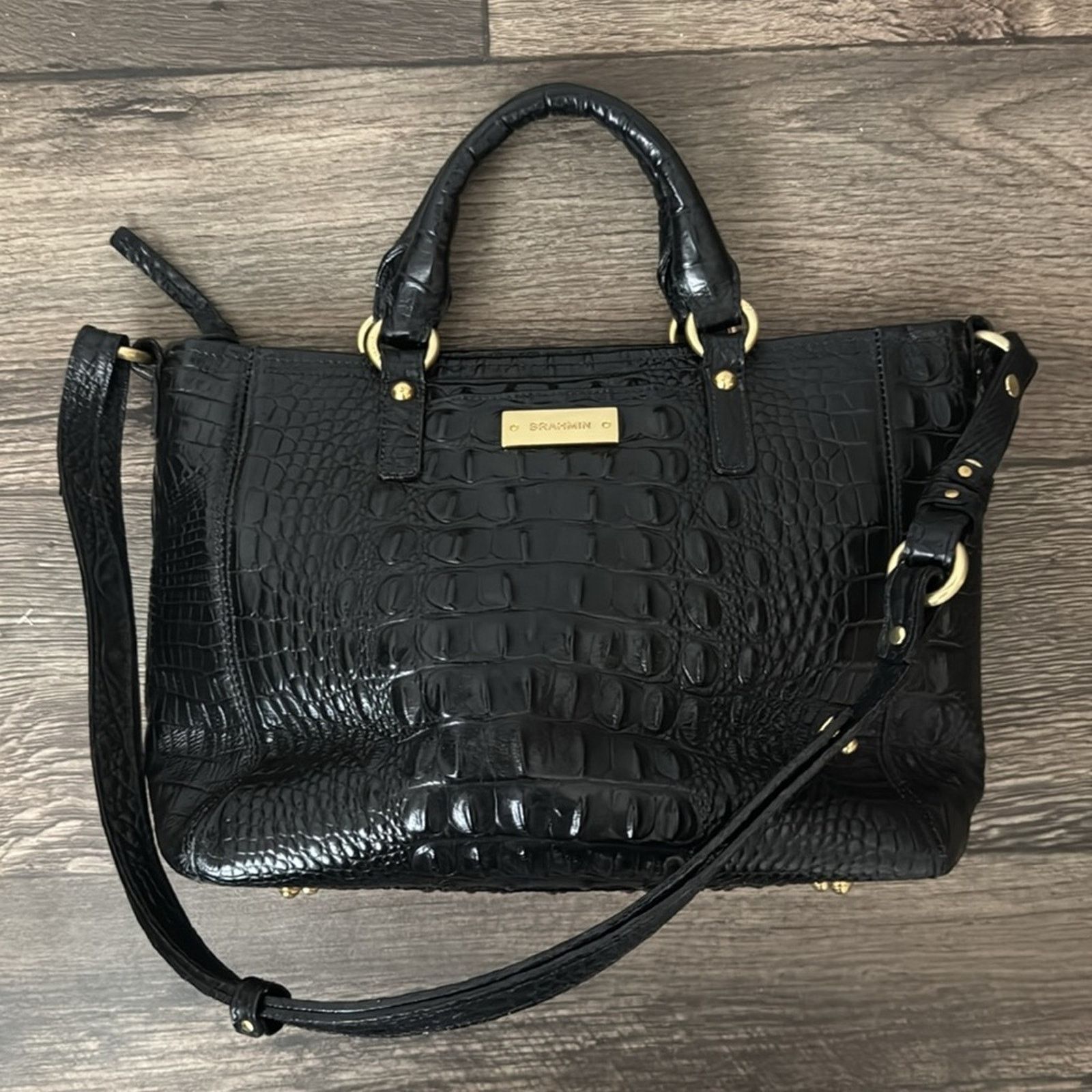 BRAHMIN Brahmin Medium Arno Black Crocodile Embossed Women's Bag Size ONE SIZE - 3 Thumbnail