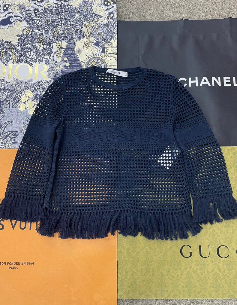 Dior Dior Blue Cutout Fringe Top - dmc Size US S / EU 44-46 / 1 - 1 Thumbnail