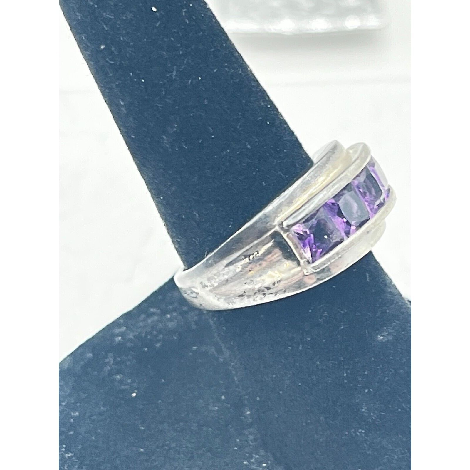Sterling Silver Amethyst Ring Sterling Silver Estate Size 5 Channel Set Band Size ONE SIZE - 5 Thumbnail