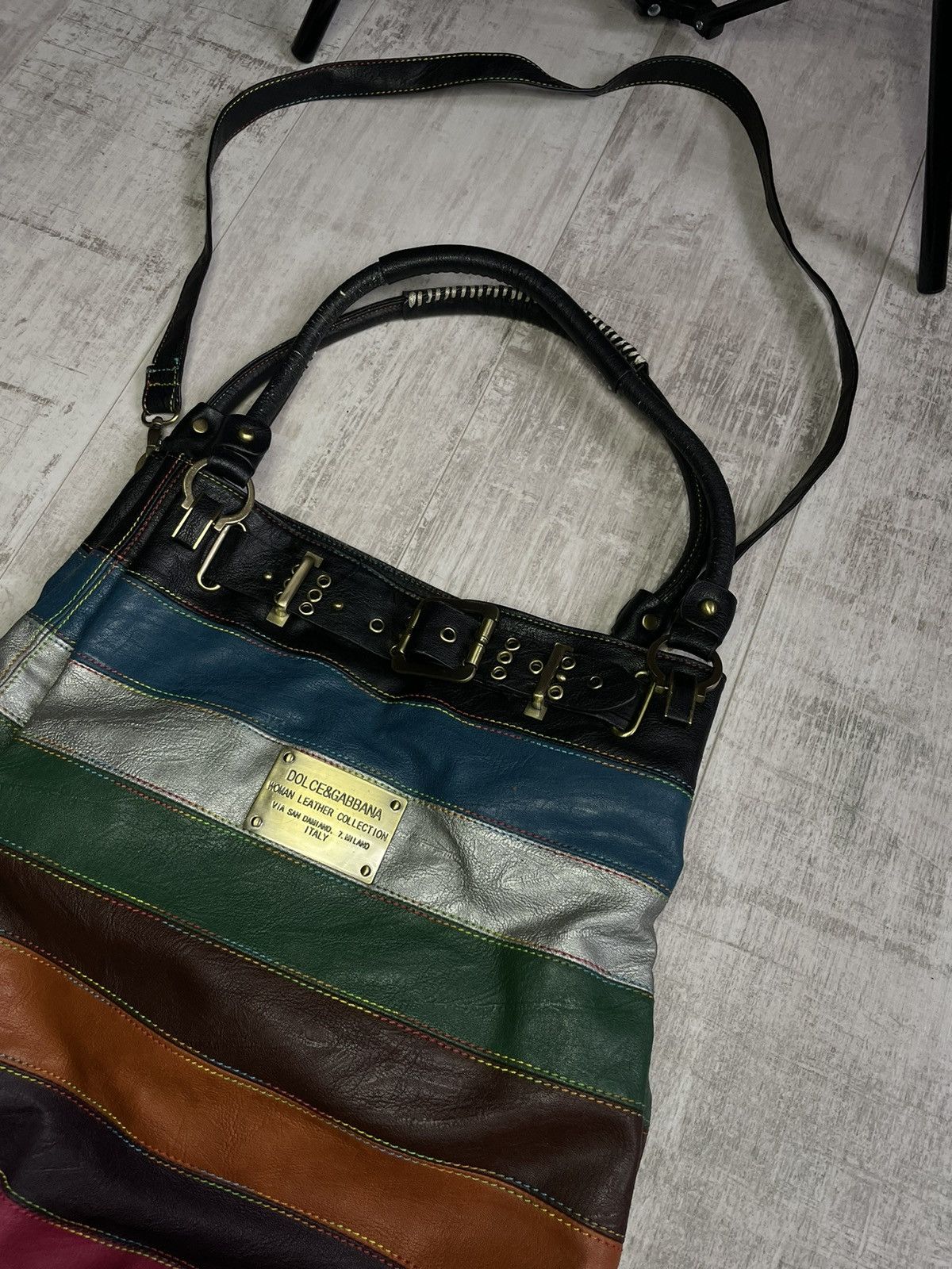 Dolce & Gabbana Vintage 00’s Dolce & Gabbana Y2K Striped Leather Bag RARE Size ONE SIZE - 2 Thumbnail