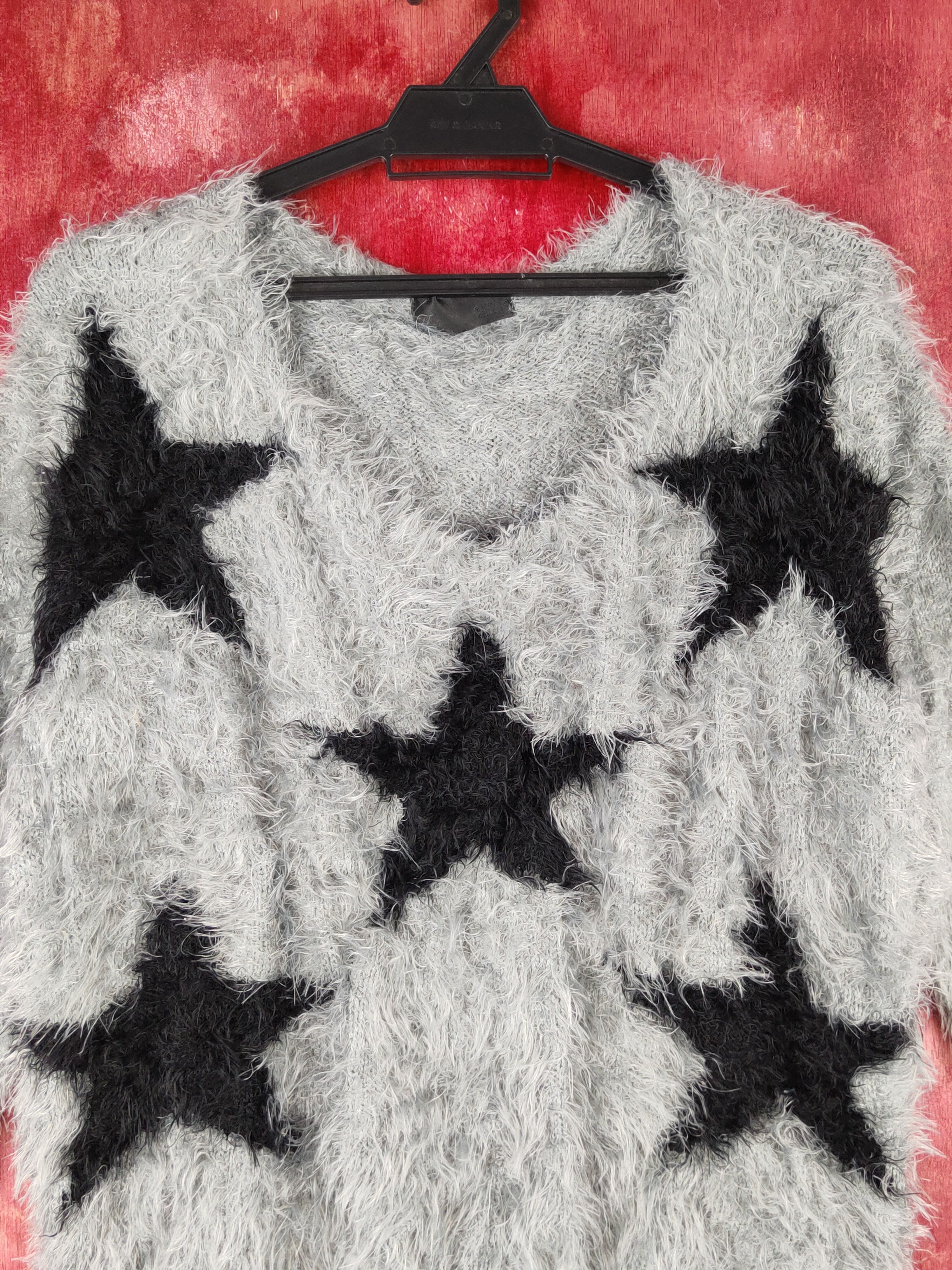 Japanese Brand CRVX star Dark Gray Shag Shaggy Fur Mohair Knitwear #S1935 Size S / US 4 / IT 40 - 2 Thumbnail