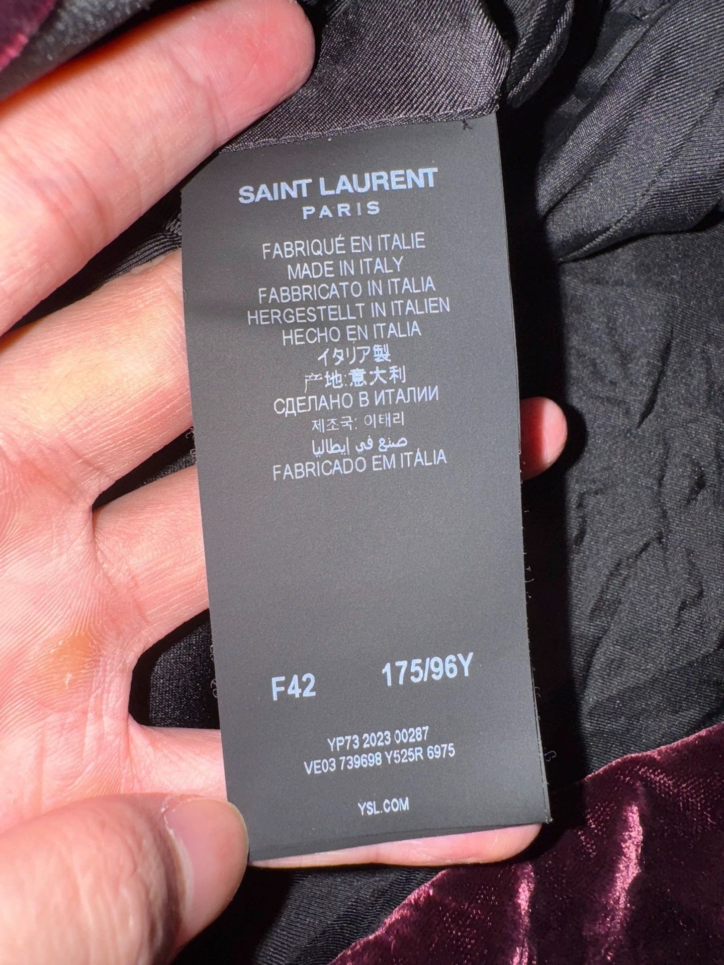 Saint Laurent Paris Saint Laurent Double-Breasted Deep Burgundy Velvet Suit Size 42R - 8 Thumbnail