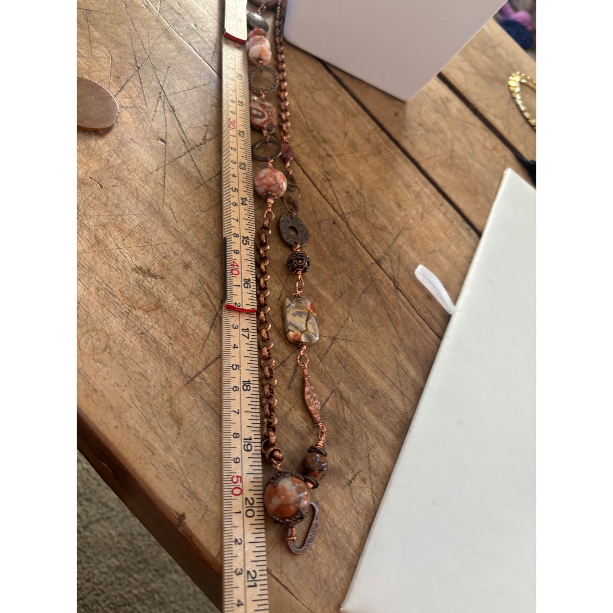 Other Handcrafted Copper Chain Necklace With Multicolored Gemstone Size ONE SIZE - 7 Thumbnail