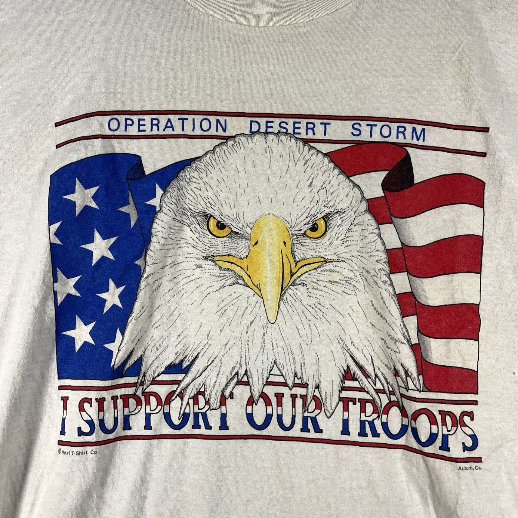 Hanes VINTAGE Hanes Operation Desert Storm Eagle T-Shirt Mens XL White 90s Military USA Support Troops Size US XL / EU 56 / 4 - 2 Thumbnail