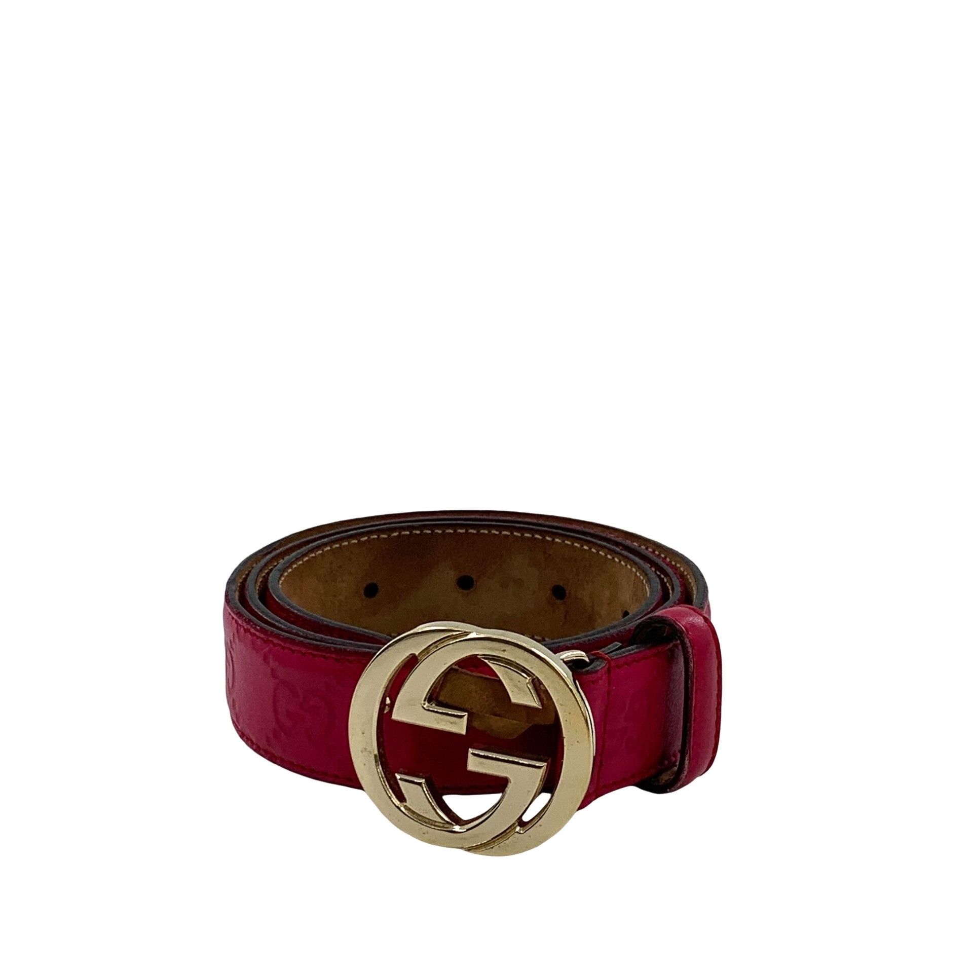 Gucci Gucci GG Embossed Leather Interlocking G Belt 75/30 Size ONE SIZE - 1 Thumbnail