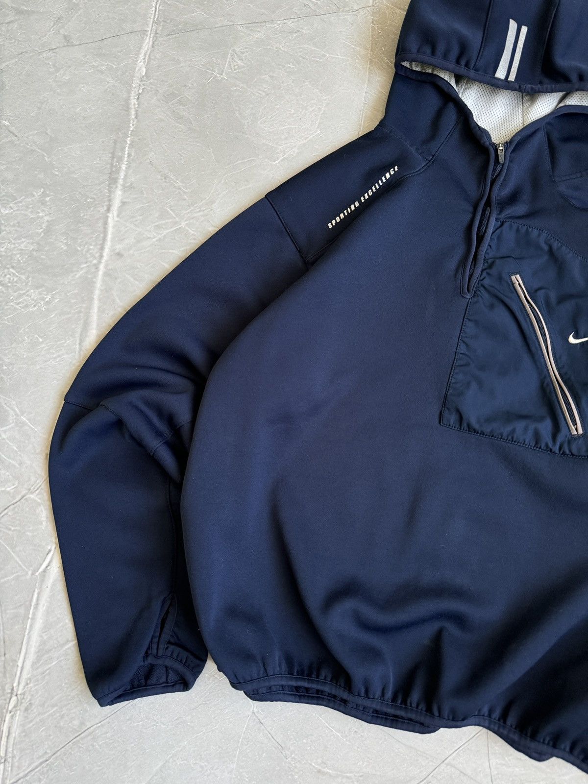 Nike Vintage 00s Nike Ninja Hoodie 1/2 Zip Navy Small Swoosh Y2k Size US M / EU 48-50 / 2 - 3 Thumbnail