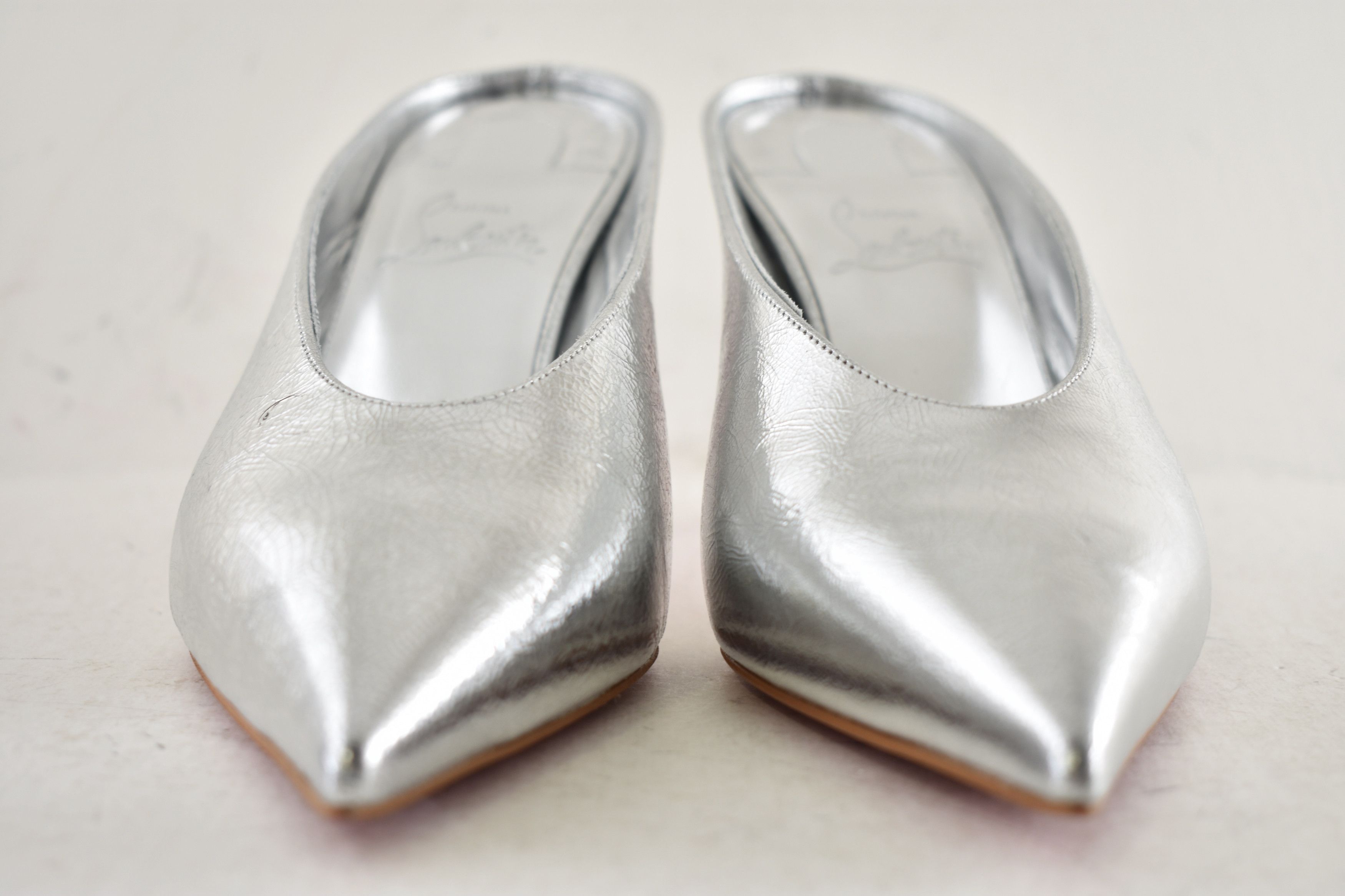 Christian Louboutin Miss Z Slimimule 80 Silver Backless Slide Mule Heel Pump 39 Size US 9 / IT 39 - 8 Thumbnail