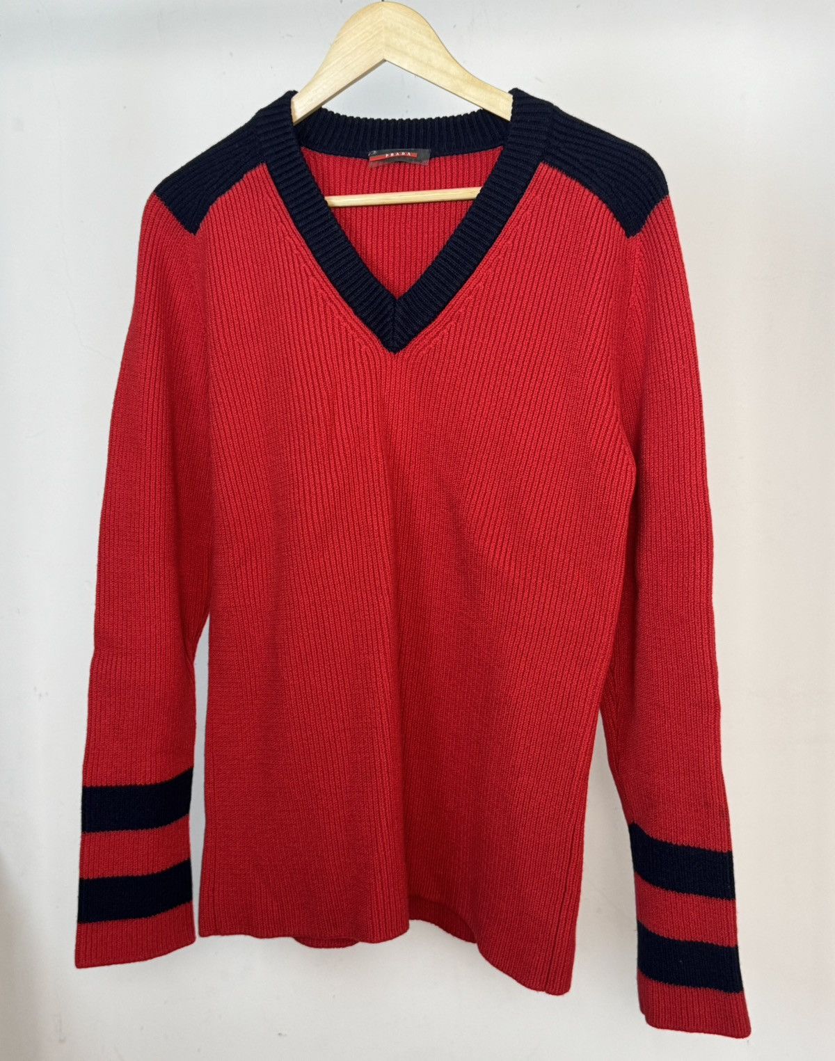 Prada Vintage Y2k Wool V-neck Sweater Jumper Knitwear Pull