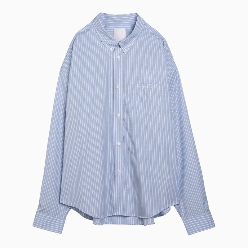 image of Givenchy Blue Striped Cotton Button-Down Shirt in Light Blue, Men's (Size Medium)
