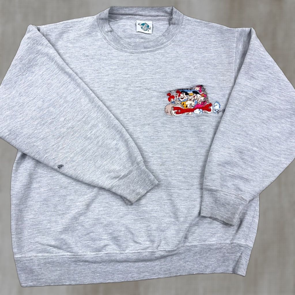 FRED VINTAGE Blitz Studios Sweatshirt Men XL Gray Crew Neck Embroidered Fred 90s Cartoon Retro Logo Pullover Size US XL / EU 56 / 4 - 1 Thumbnail